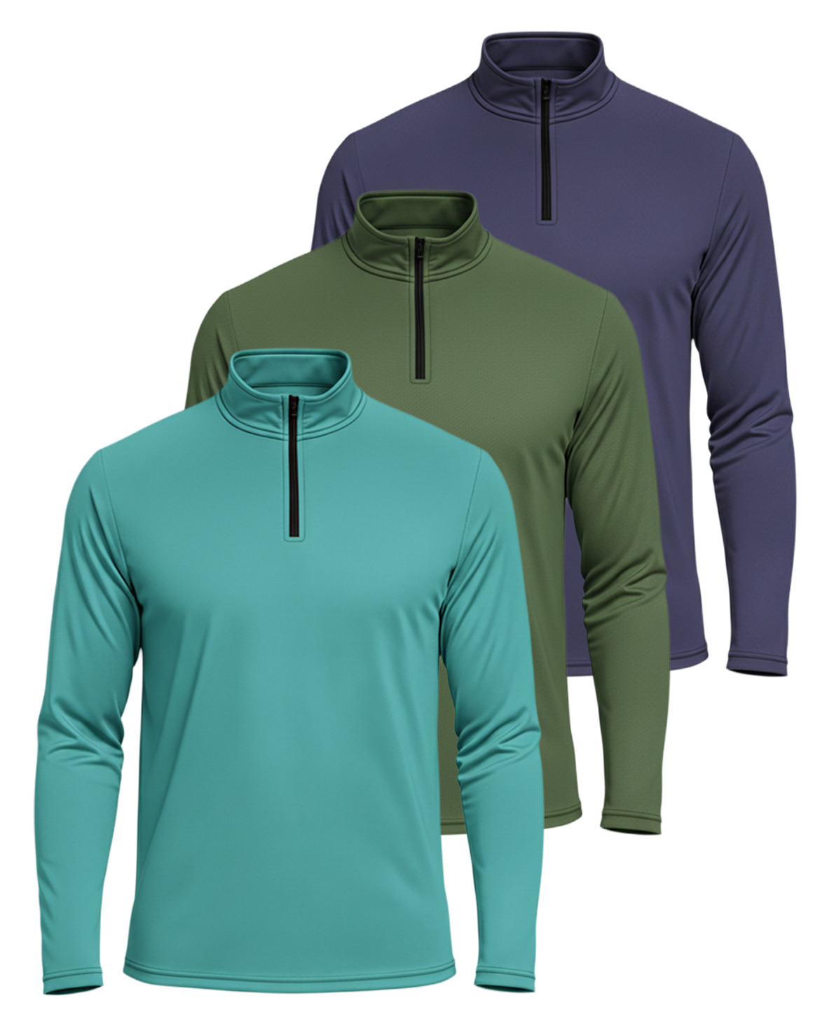 3 Pack: Mens Active Dry-Fit Quarter Zip Pullover