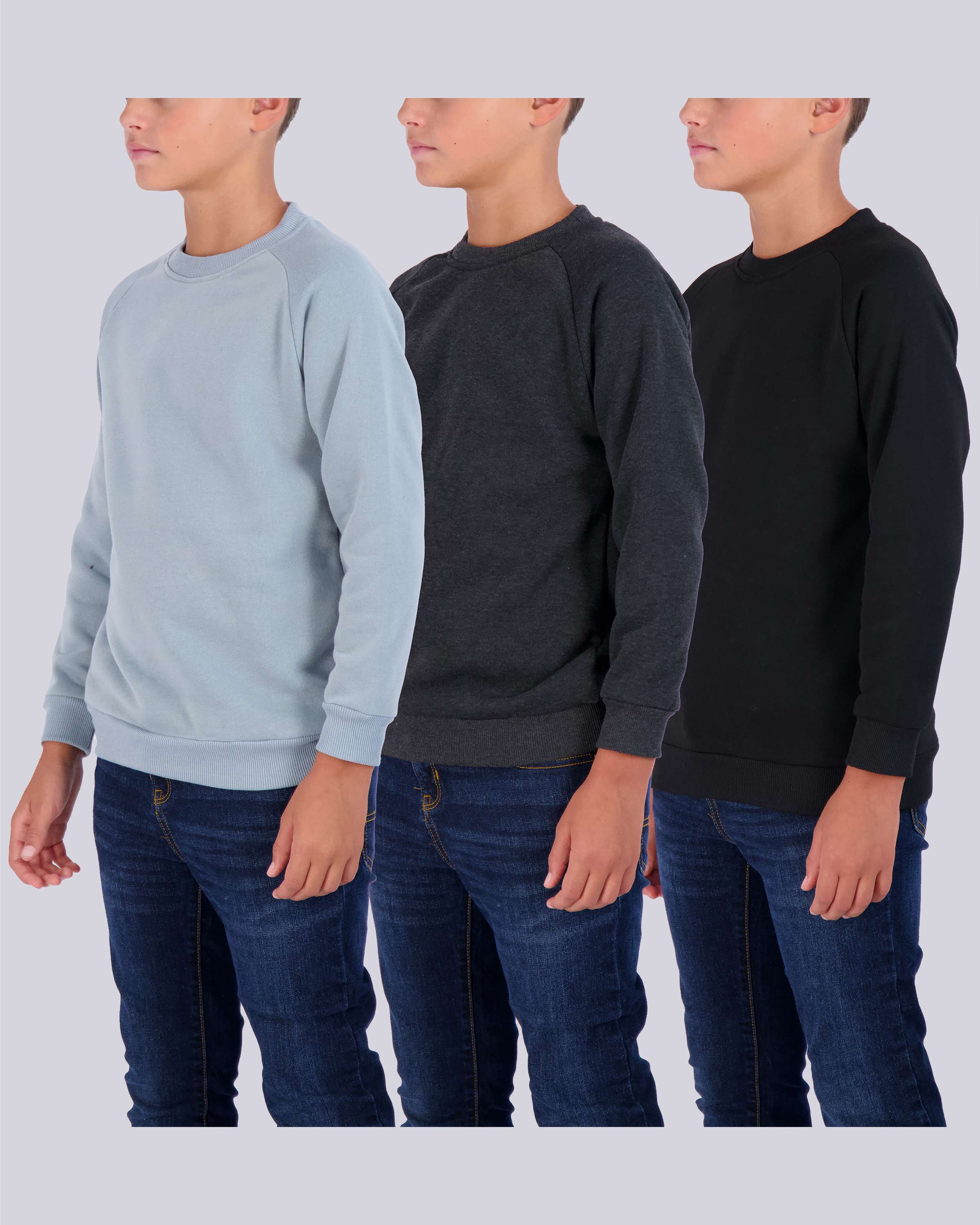 3 Pack: Boys Fleece Crew-Neck Pullover Sweatshirt