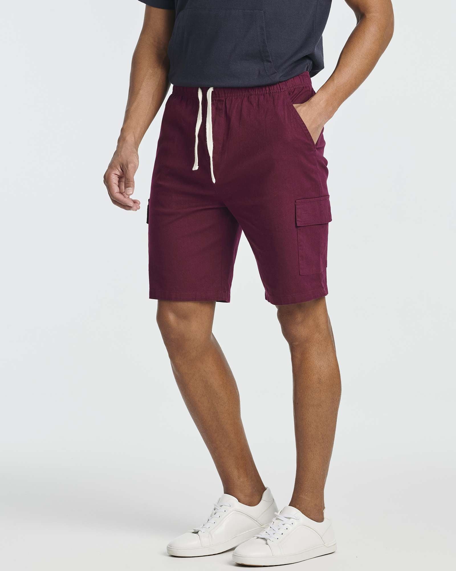 3 Pack: Men's 9" Elastic Waistband Cargo Shorts