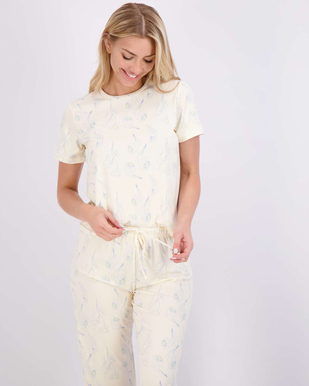 2 Pack: Women's Short-Sleeve PJ Top with Capri Pants