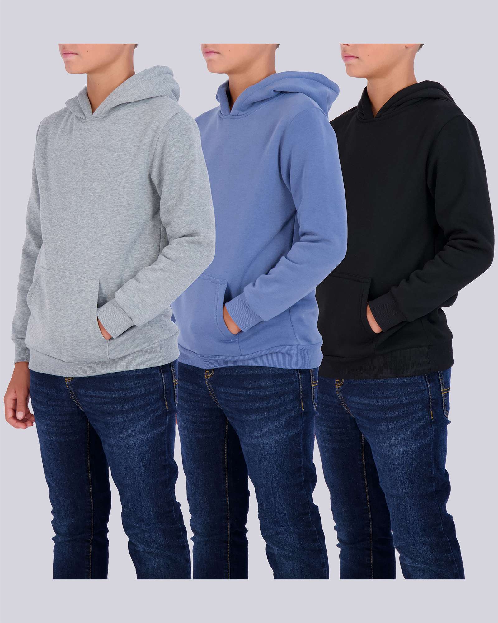 3 Pack: Boys Fleece Pullover Hoodie Sweatshirt