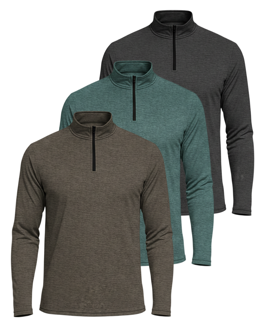 3 Pack: Mens Active Dry-Fit Quarter Zip Pullover (Available in Big & Tall)