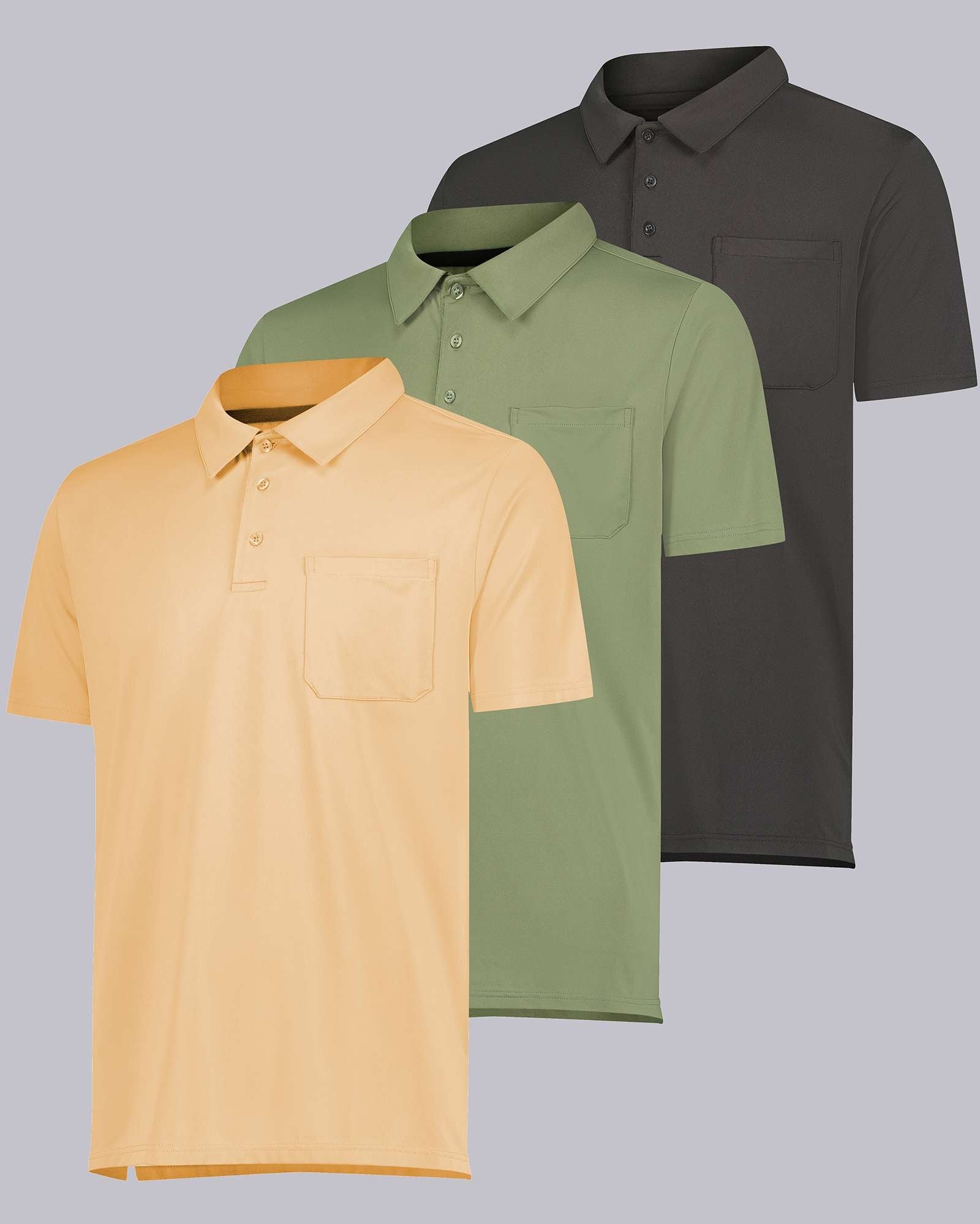 3 Pack: Men's Short Sleeve Pocket Polo Shirt (Available in Big & Tall)