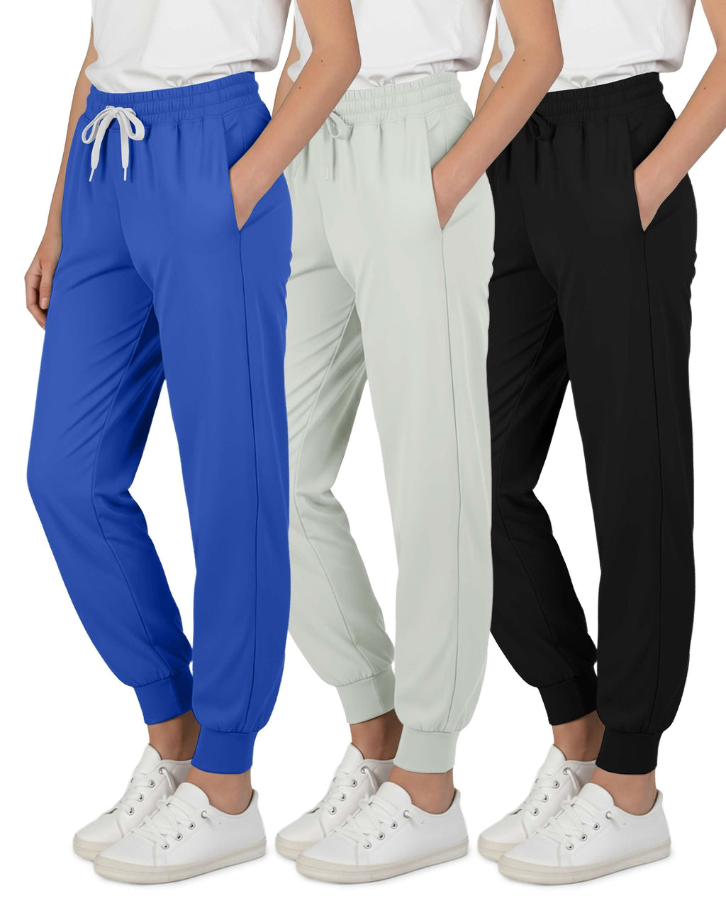 3 Pack: Girls' Dry-Fit Jogger Sweatpants Soft Active Athletic Kids Joggers with Pockets & Drawstring