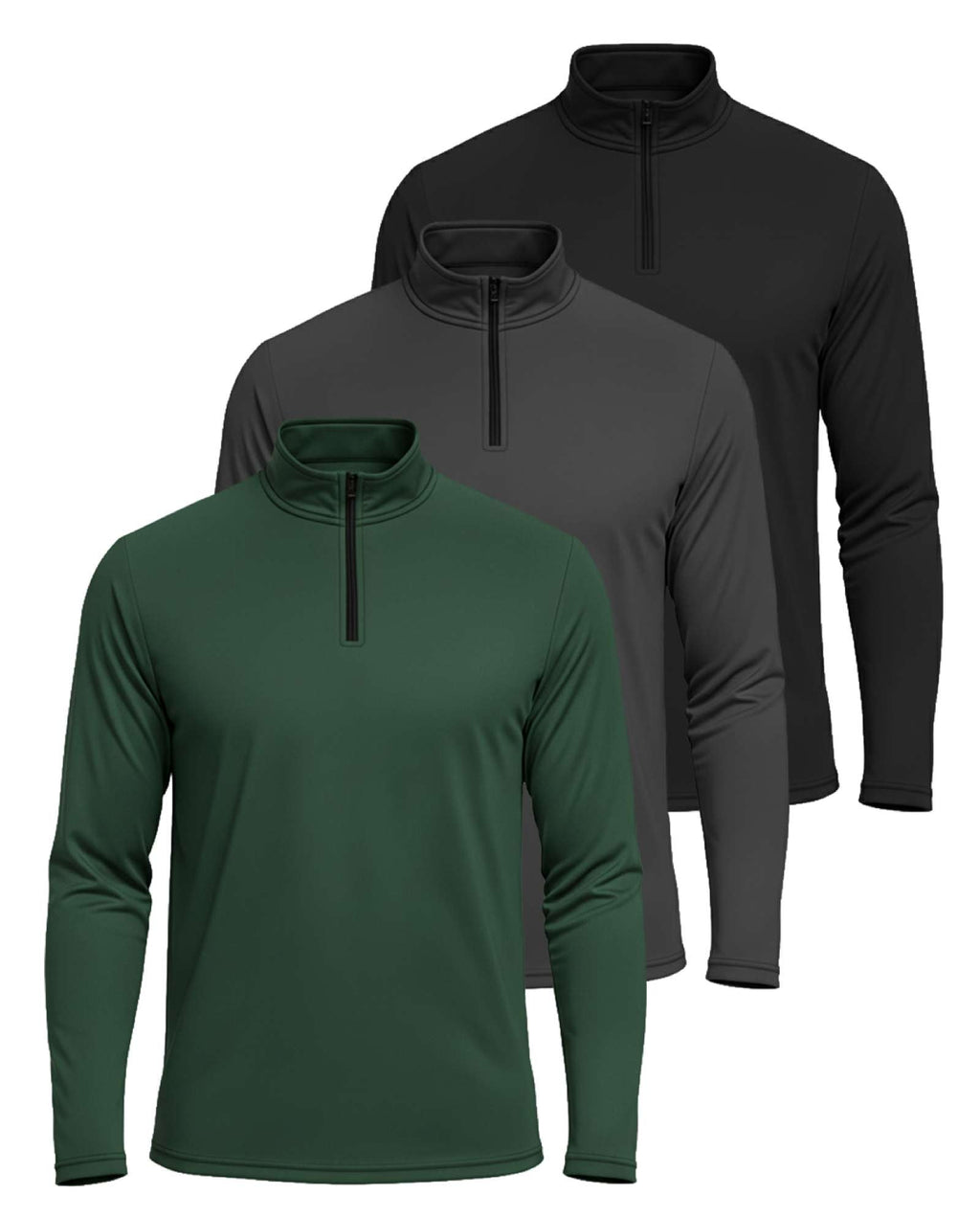 3 Pack: Mens Active Dry-Fit Quarter Zip Pullover (Available in Big & Tall)