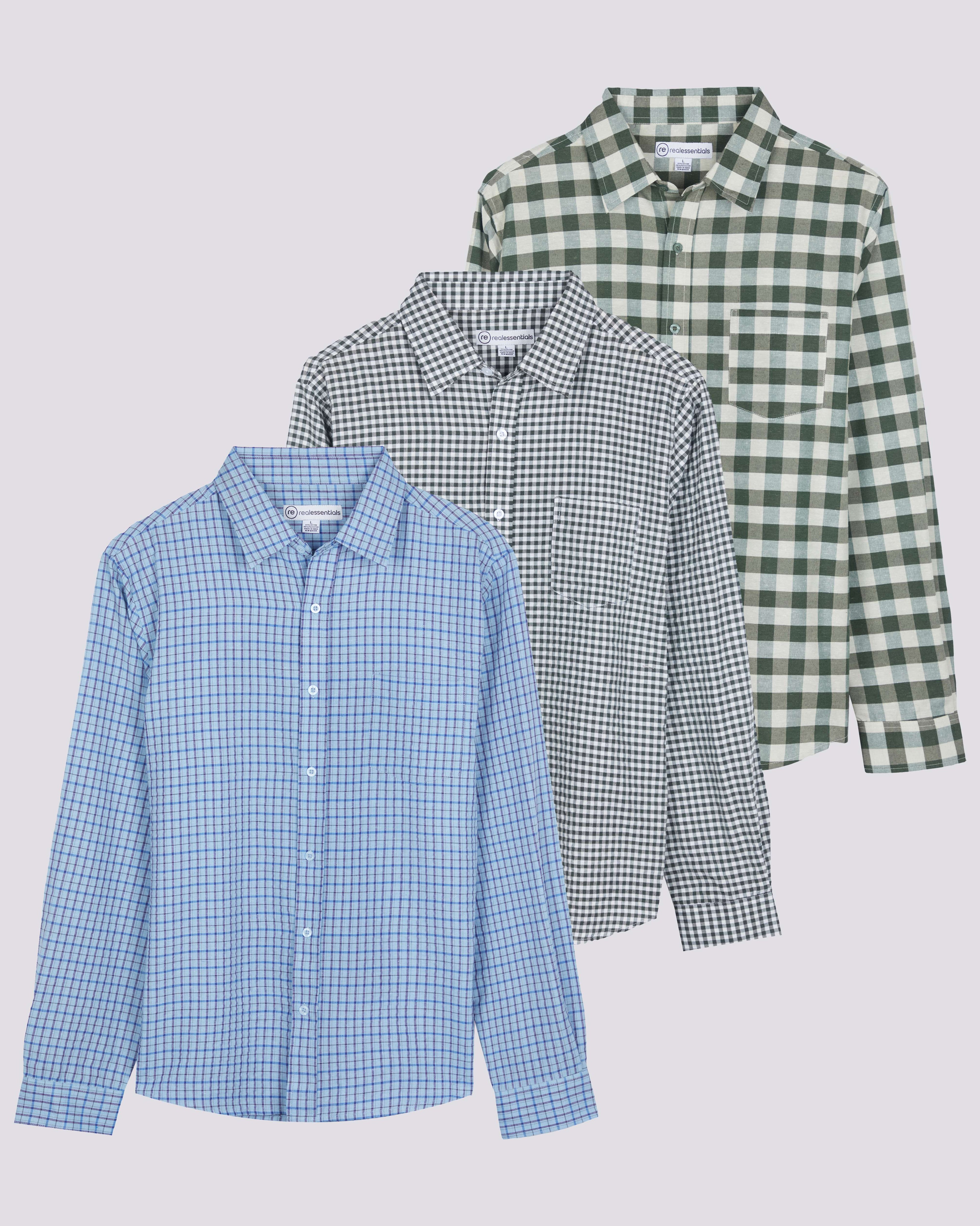 3 Pack: Men's Regular-Fit Long Sleeve Poplin Shirt (Available in Big & Tall)