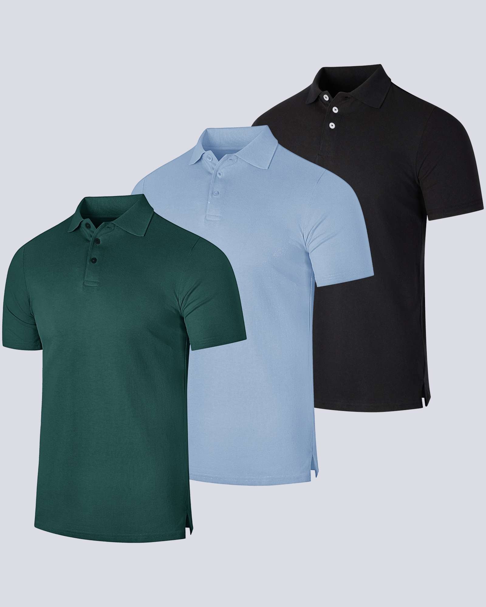 3 Pack: Mens Cotton Pique Short Sleeve Polo Shirt