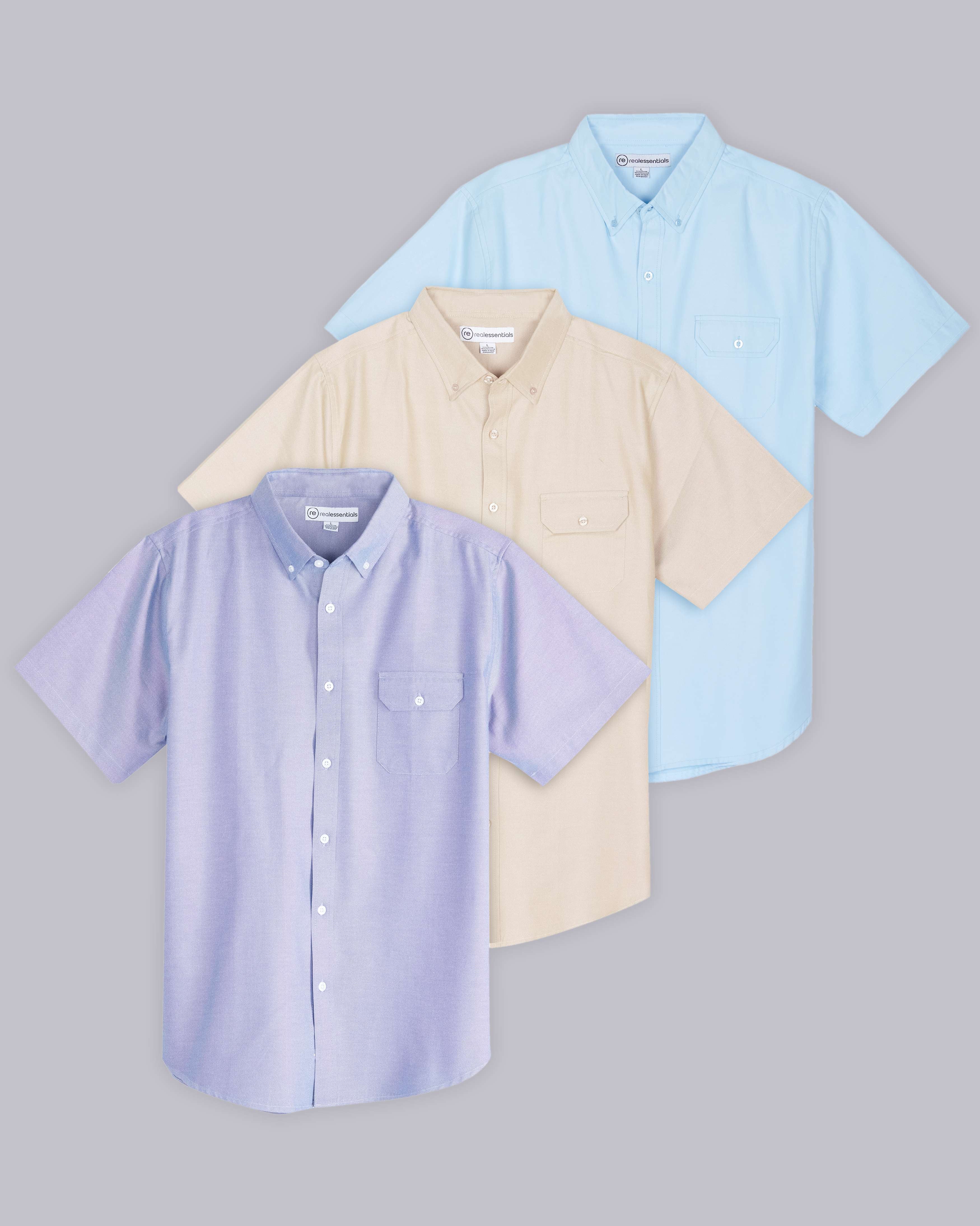 3 Pack: Men's Short-Sleeve Oxford Shirt (Available in Big & Tall)