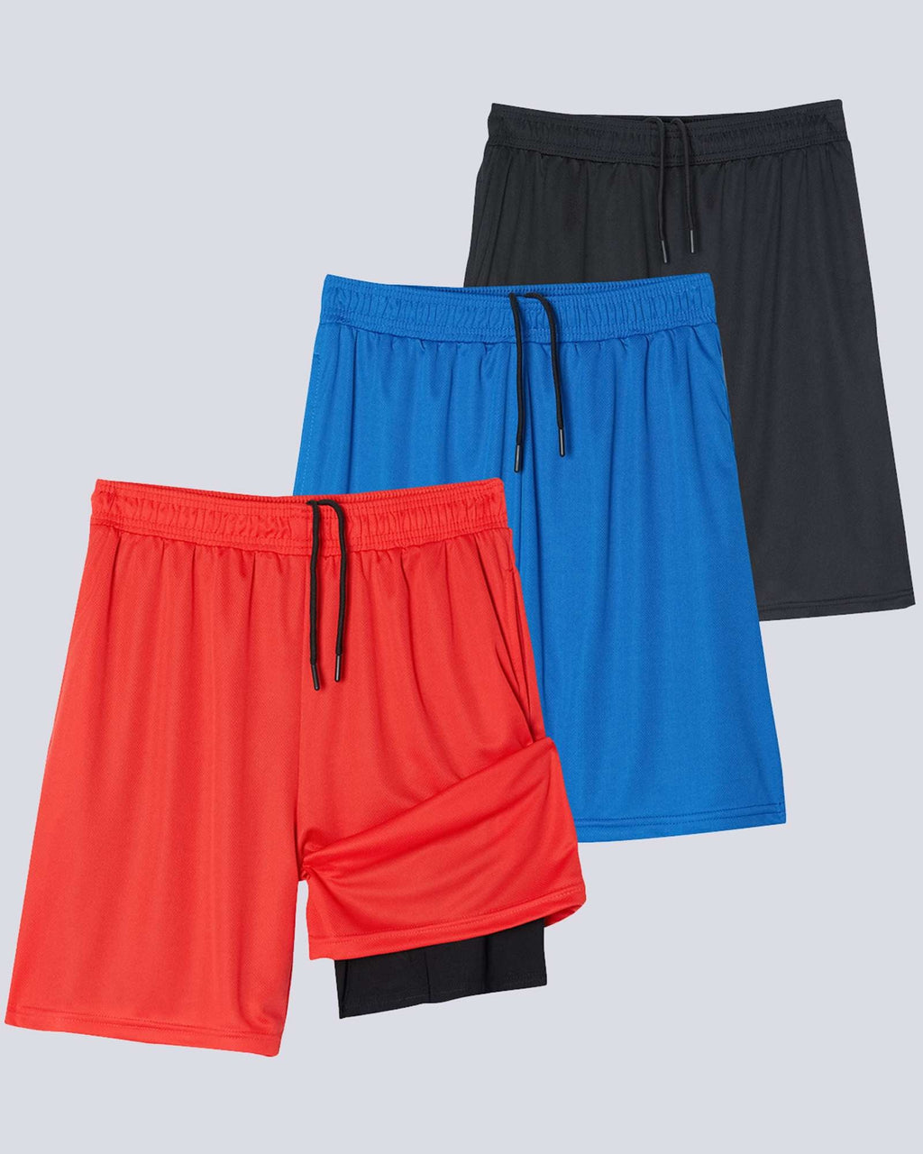3 Pack: Men's 2-in-1 7" Running Shorts with Compression Liner (Available in Big & Tall)