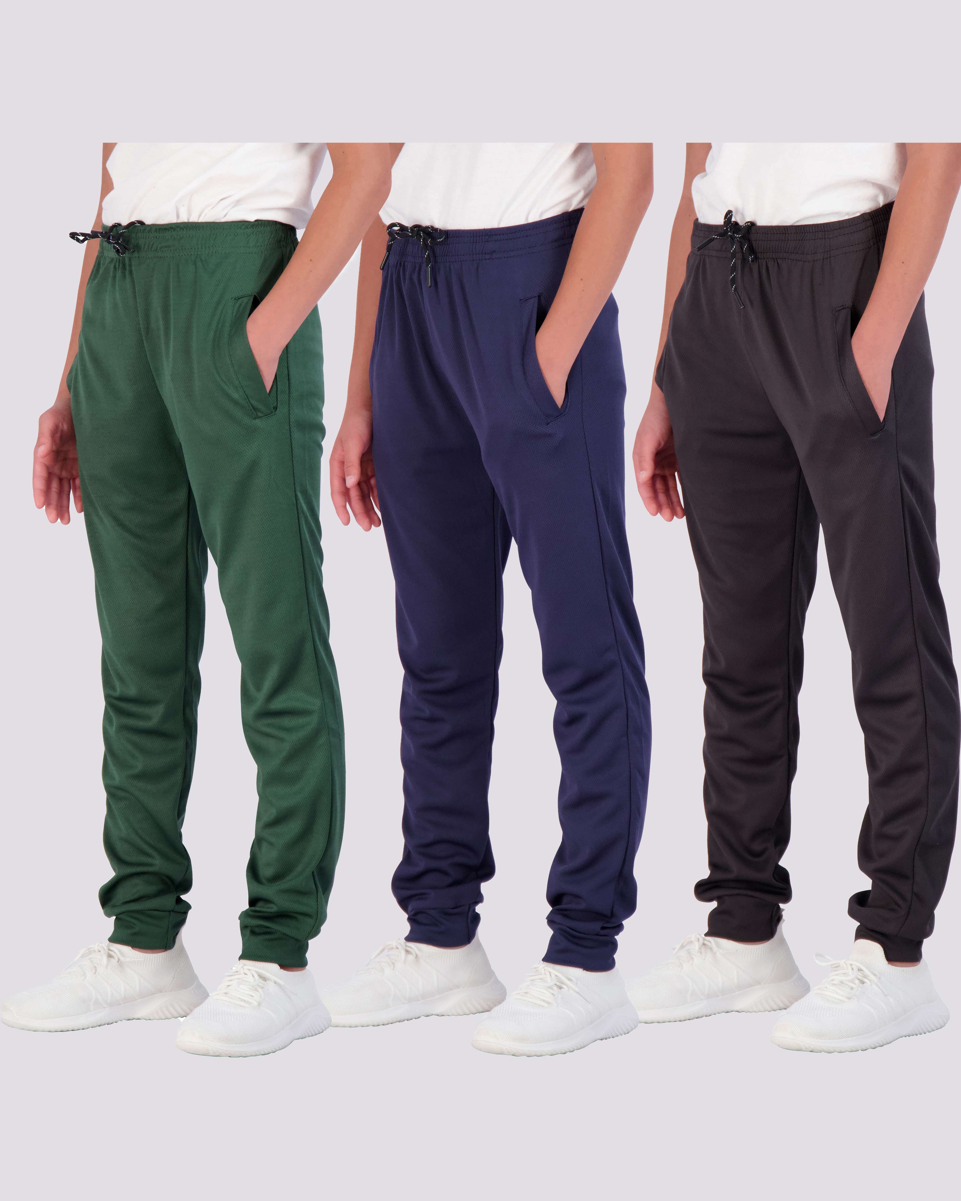 3 Pack: Boys Mesh Active Casual Jogger Sweatpants