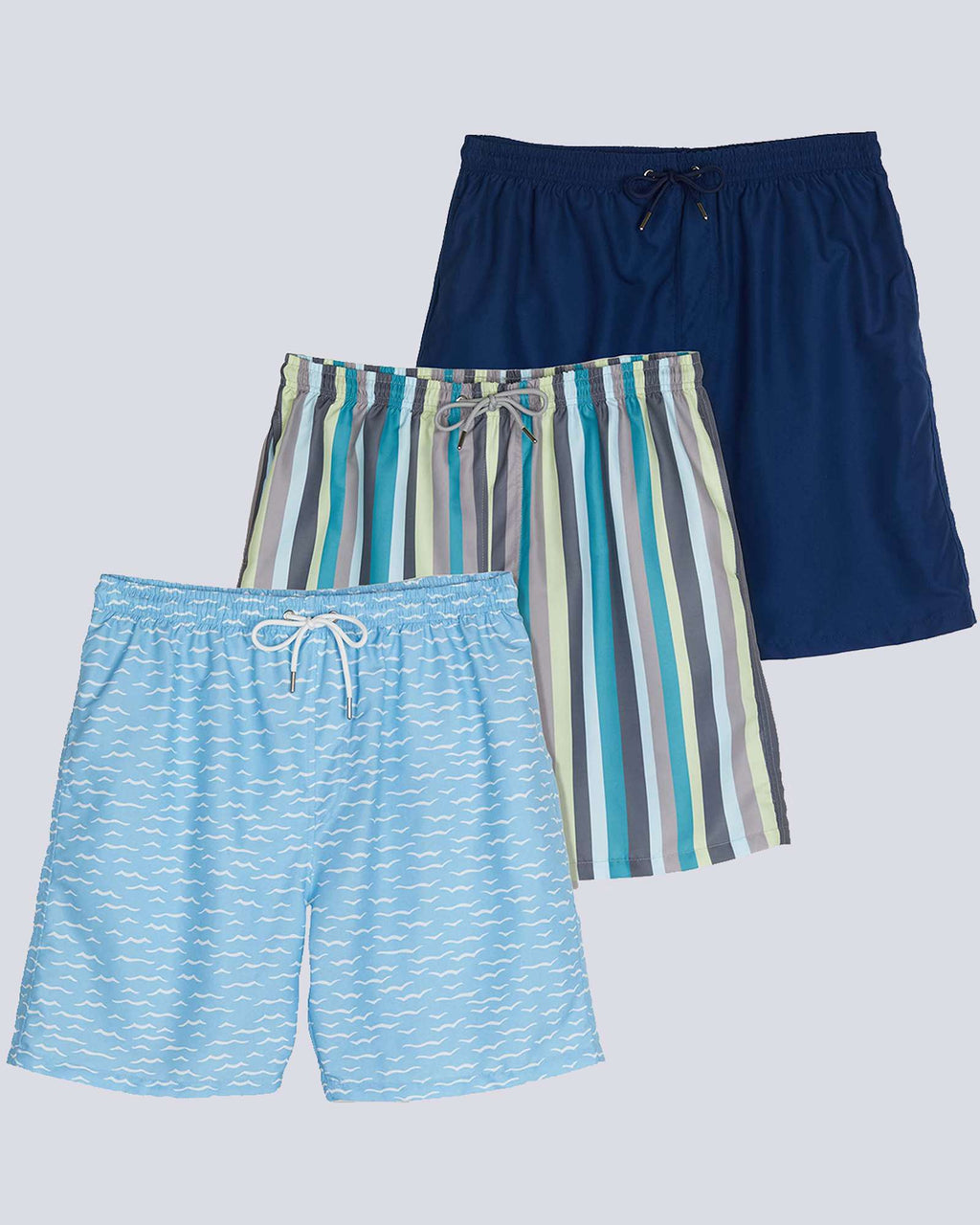 3 Pack: Men's 7" Quick-Dry Swim Trunk with Mesh Lining (Available in Big & Tall)