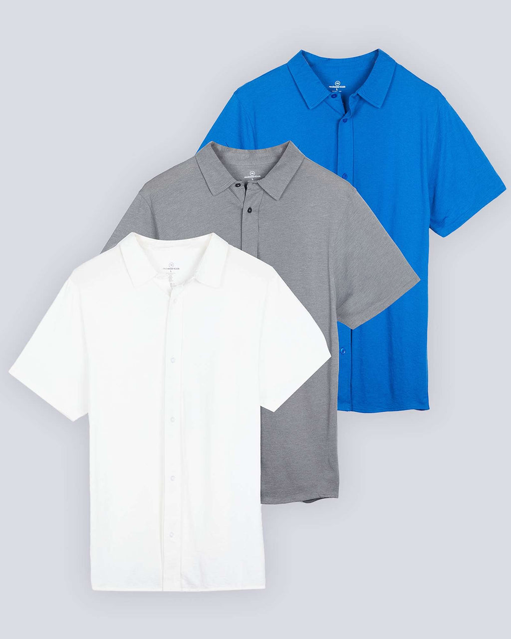 3 Pack: Men's Regular Fit Short Sleeve Button Down Shirt (Available in Big & Tall)