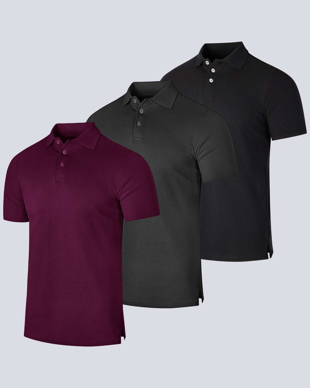 3 Pack: Mens Cotton Pique Short Sleeve Polo Shirt