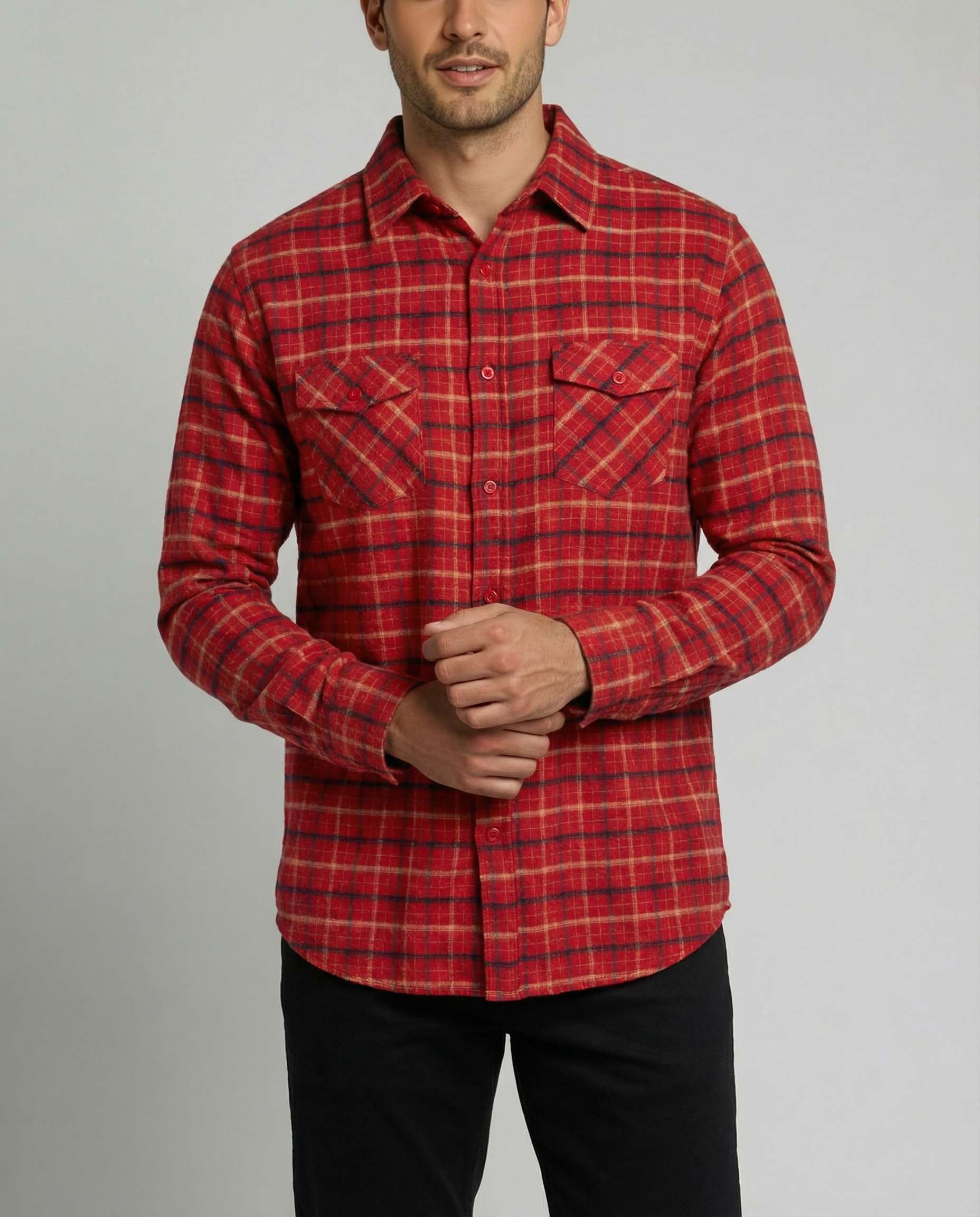 3 Pack: Men's Long-Sleeve Flannel Shirt