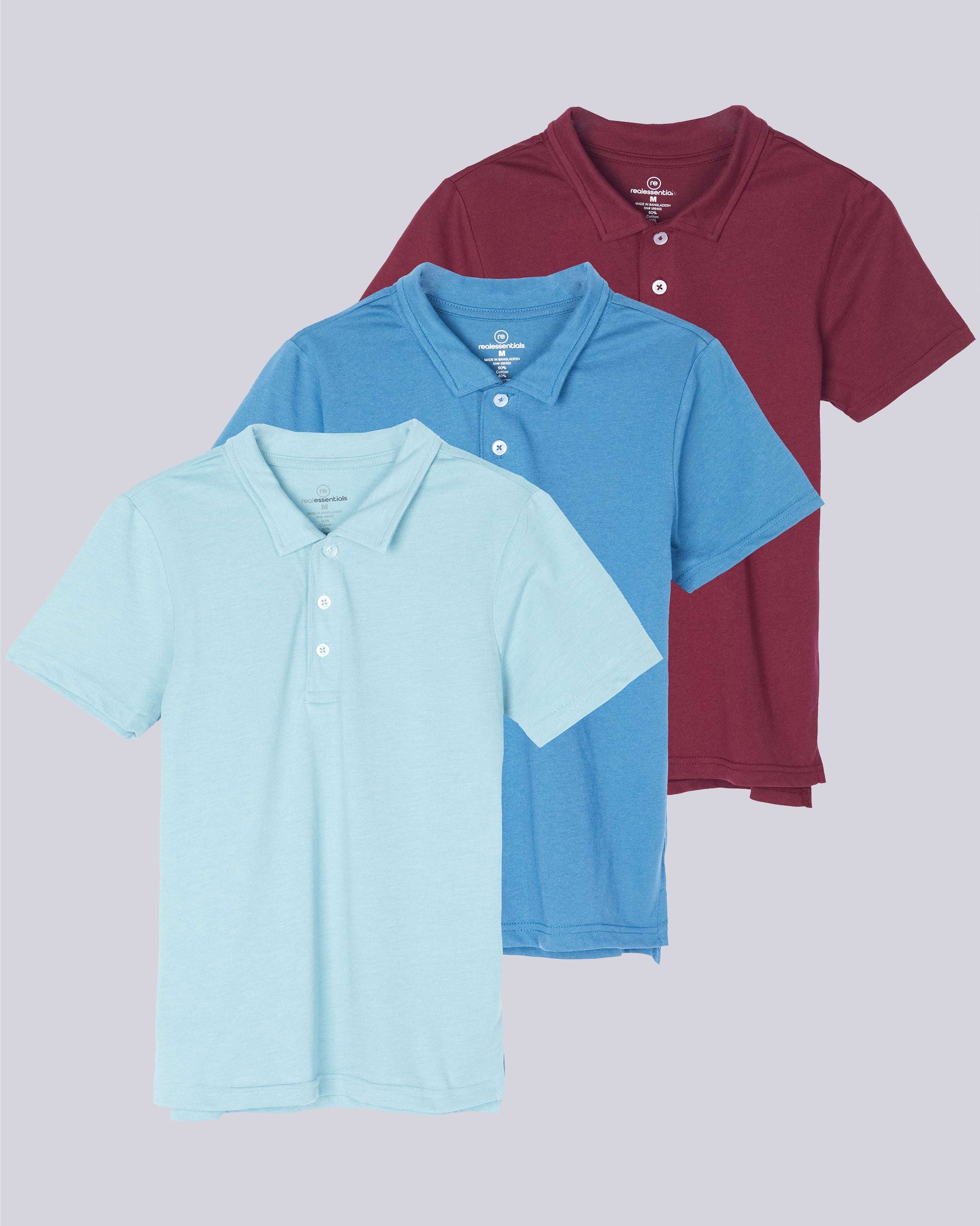 3 Pack: Boys' Jersey Cotton Polo Shirt