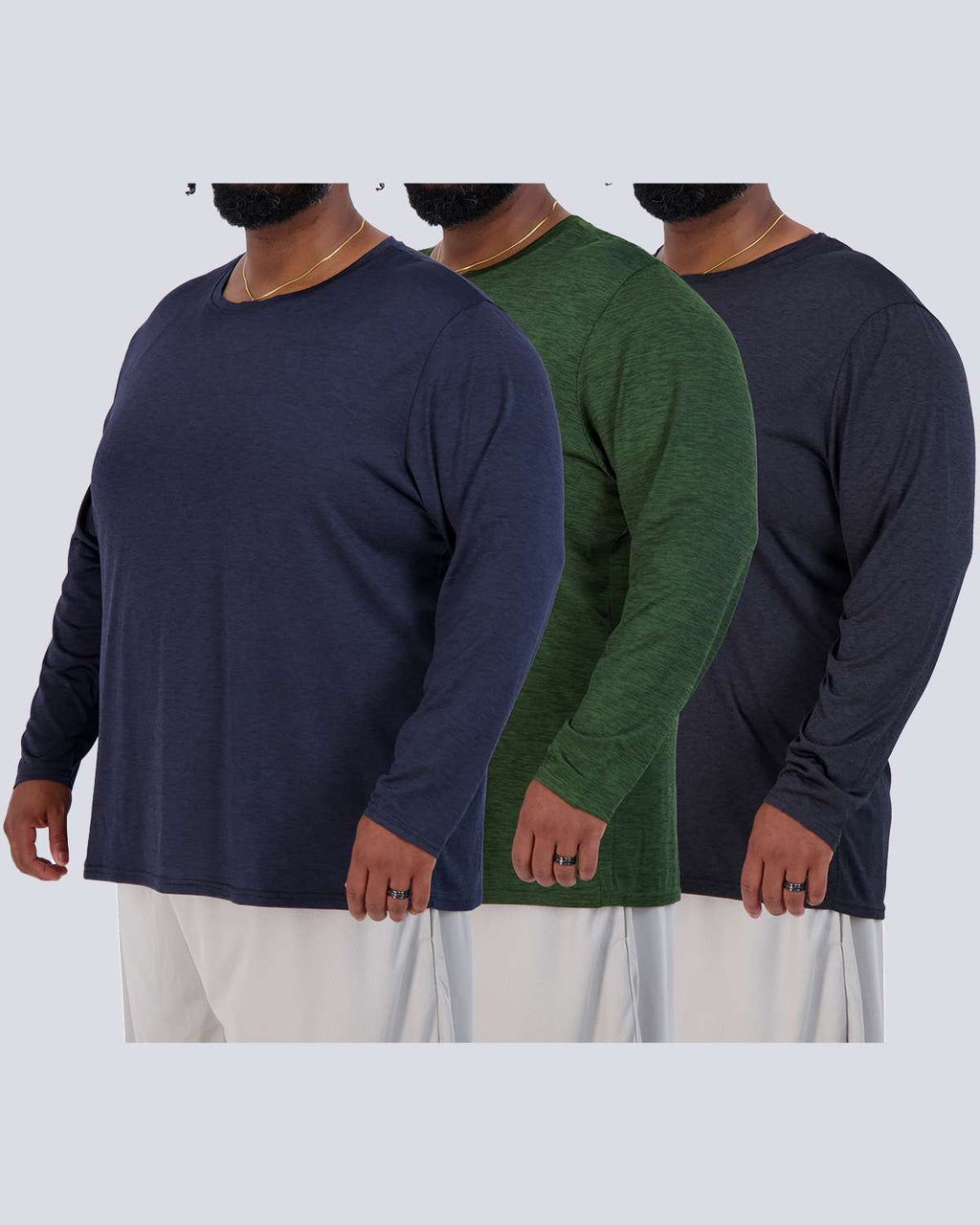 3 Pack: Mens Big & Tall Dry Fit Long-Sleeve Crew Neck T-Shirt