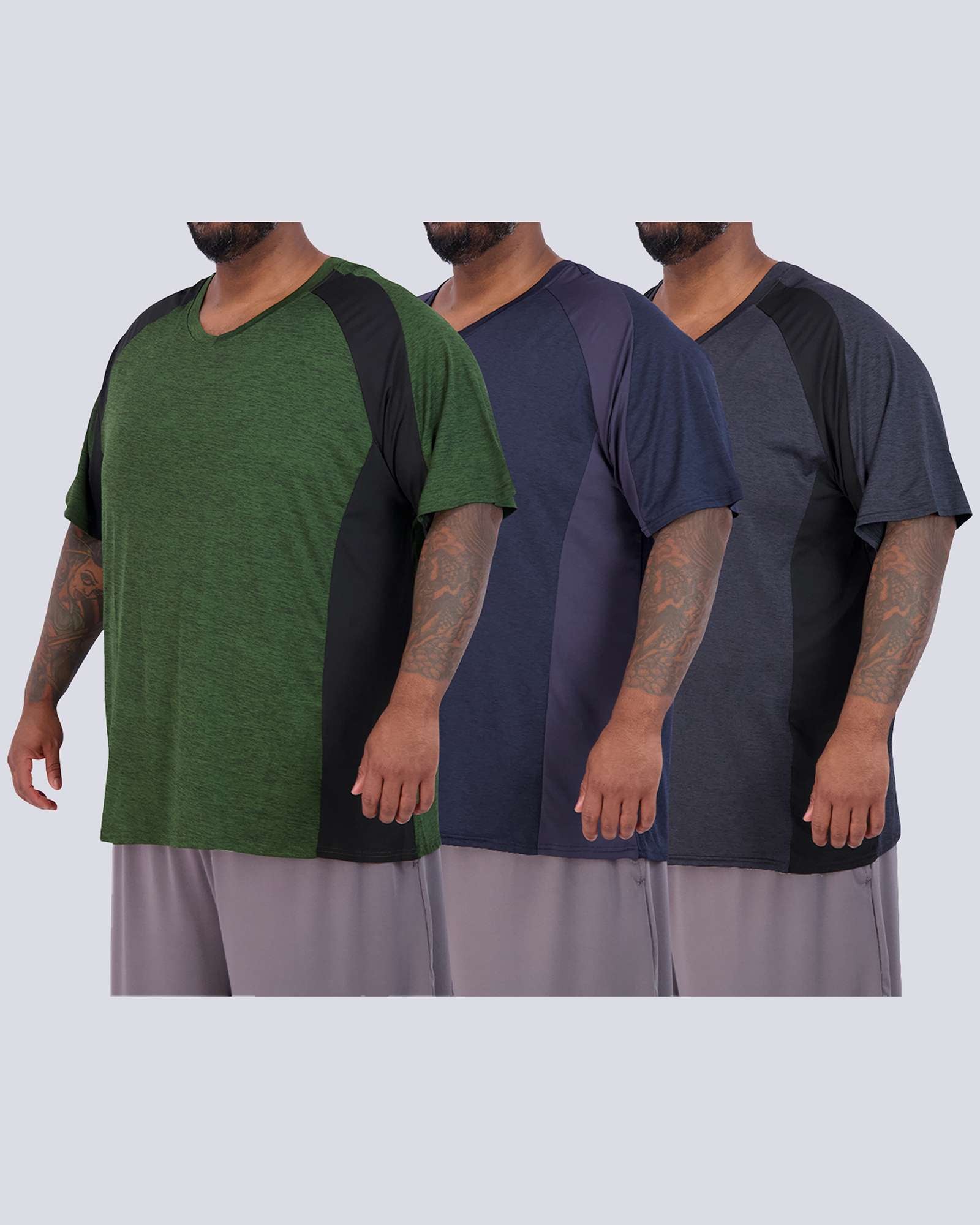 3 Pack: Men's Big & Tall V-Neck Short-Sleeve Dry-Fit T-Shirt