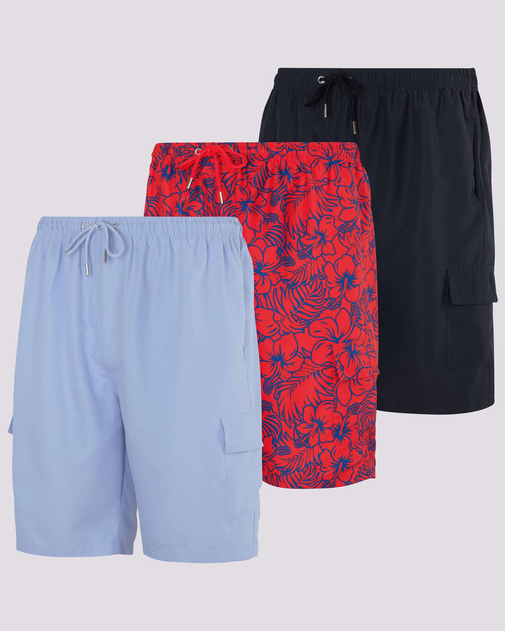 3 Pack: Men's Swim Trunks with Cargo Pockets (Available In Big & Tall)