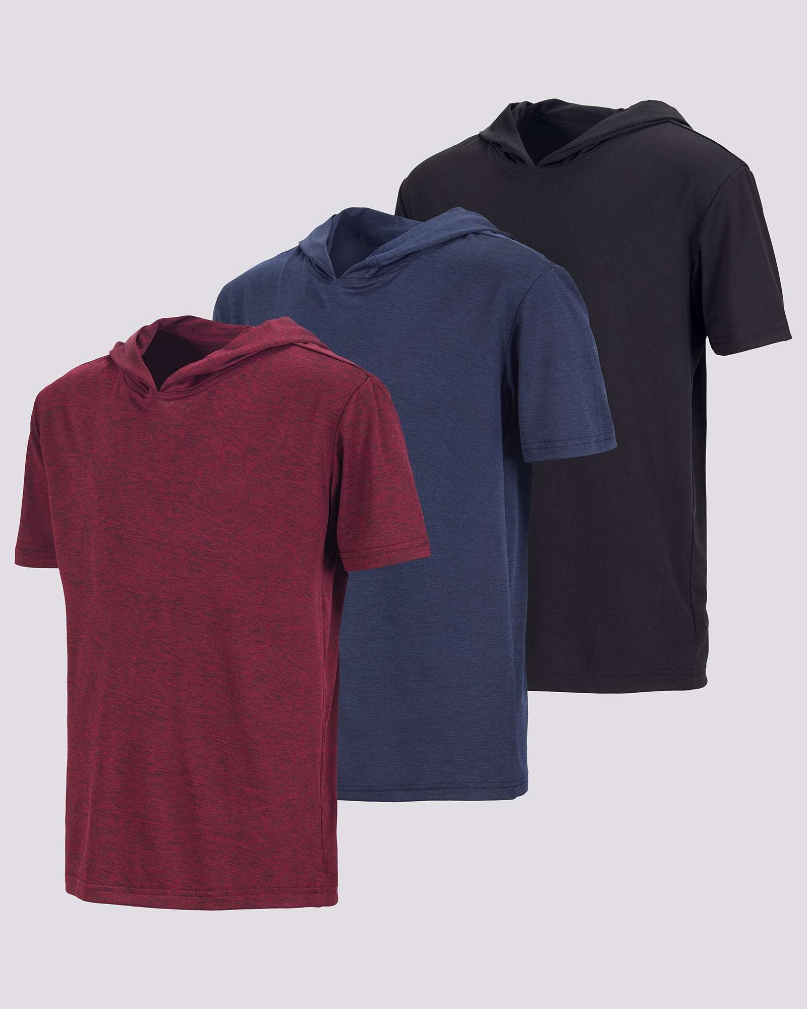 3 Pack: Boys' Dry-Fit Short Sleeve Workout Hoodie