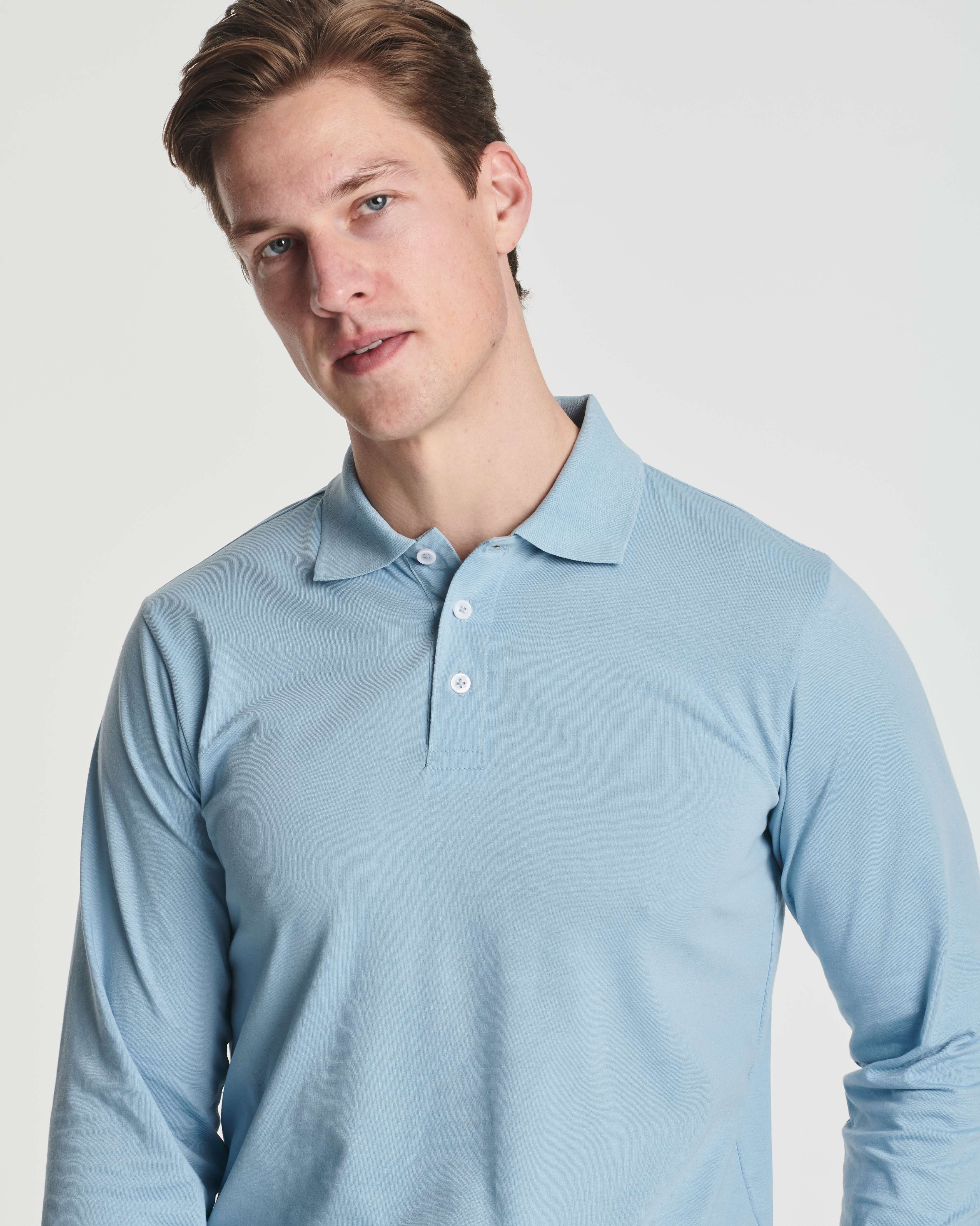 3 Pack: Men's Cotton Jersey Long-Sleeve Polo Shirt (Available in Big & Tall)