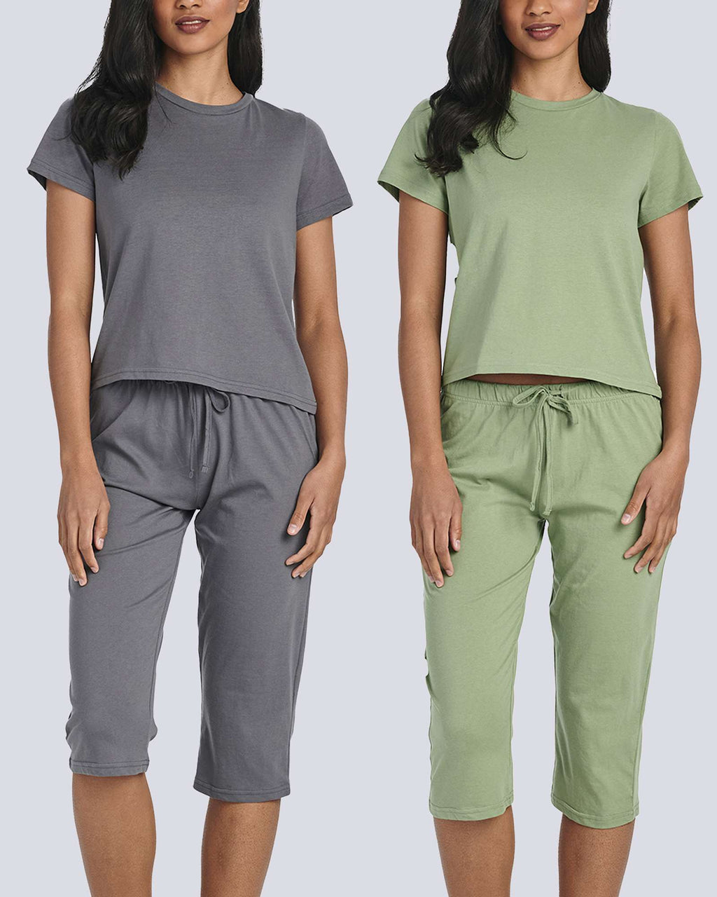 2 Pack: Women's Cotton Pajamas with Capri Pants