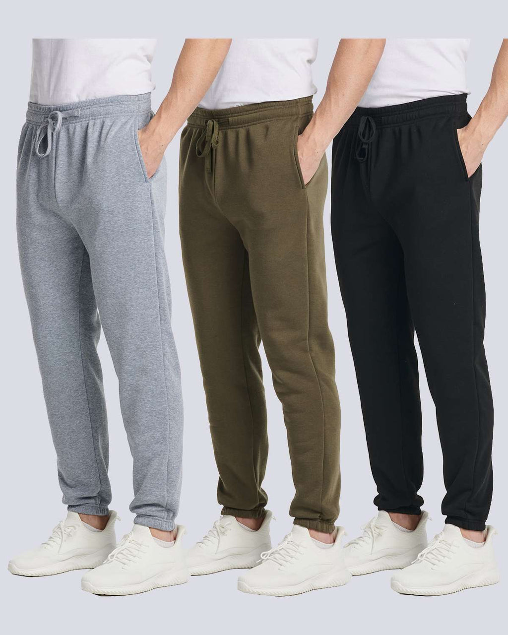 3 Pack: Men's Fleece Jogger Sweatpants (Available in Big & Tall)