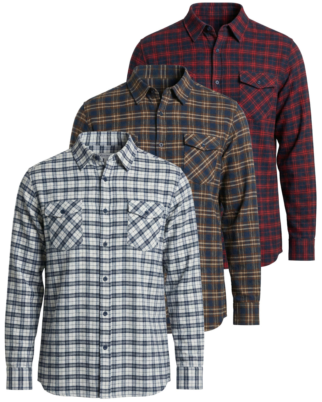 3 Pack: Men's Long-Sleeve Flannel Shirt