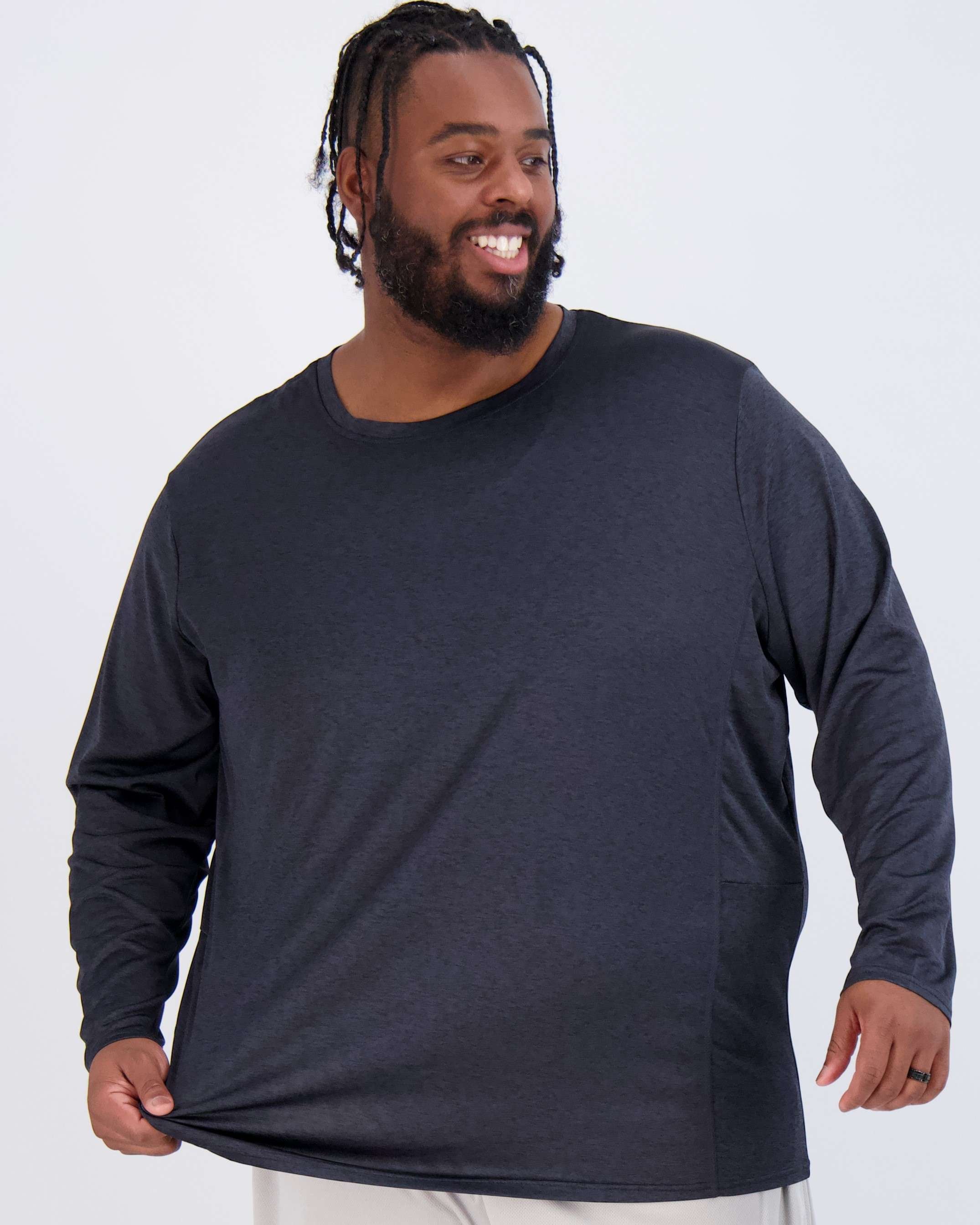 3 Pack: Mens Big & Tall Dry Fit Long-Sleeve Crew Neck T-Shirt