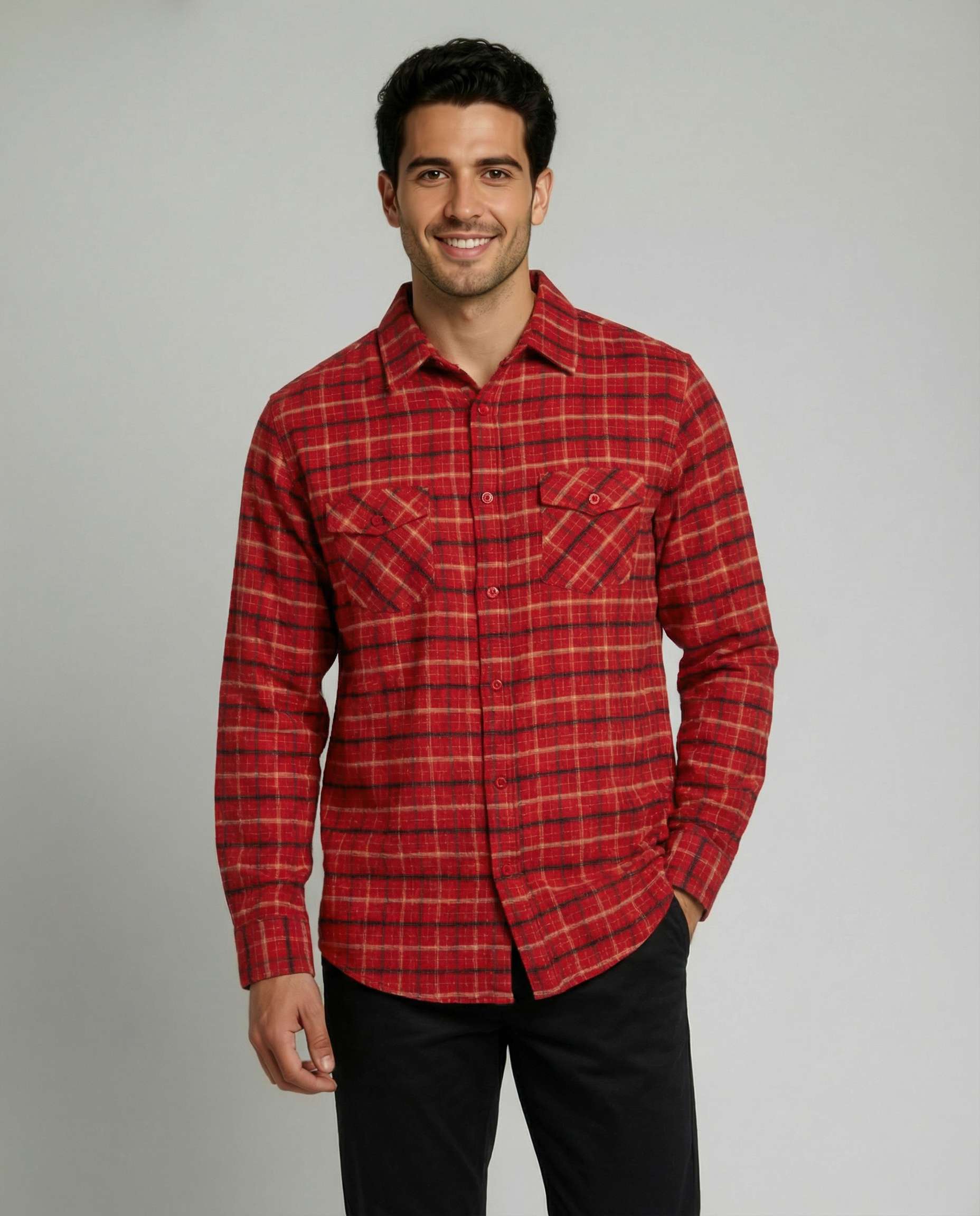 3 Pack: Men's Long-Sleeve Flannel Shirt