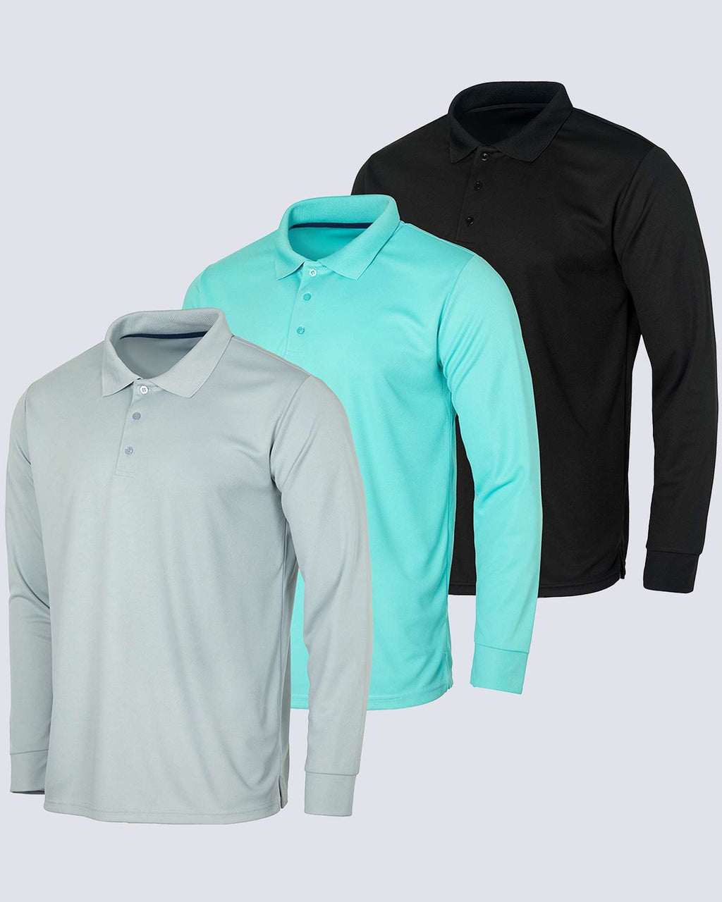 3 Pack: Mens Active Performance Polo Shirt