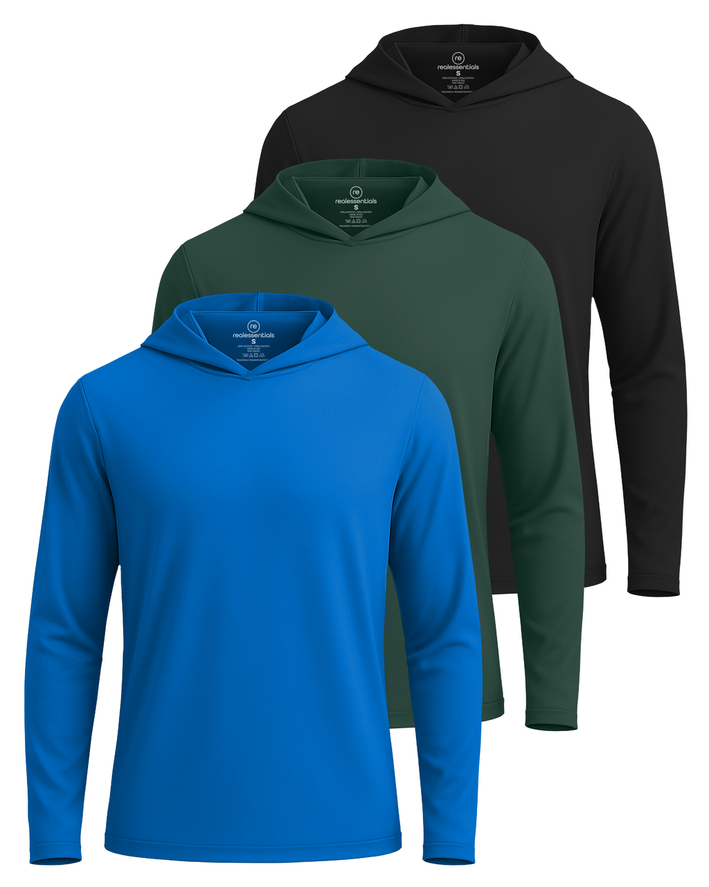 3 Pack: Mens Dry Fit Active Hoodie Pullover Sweatshirt