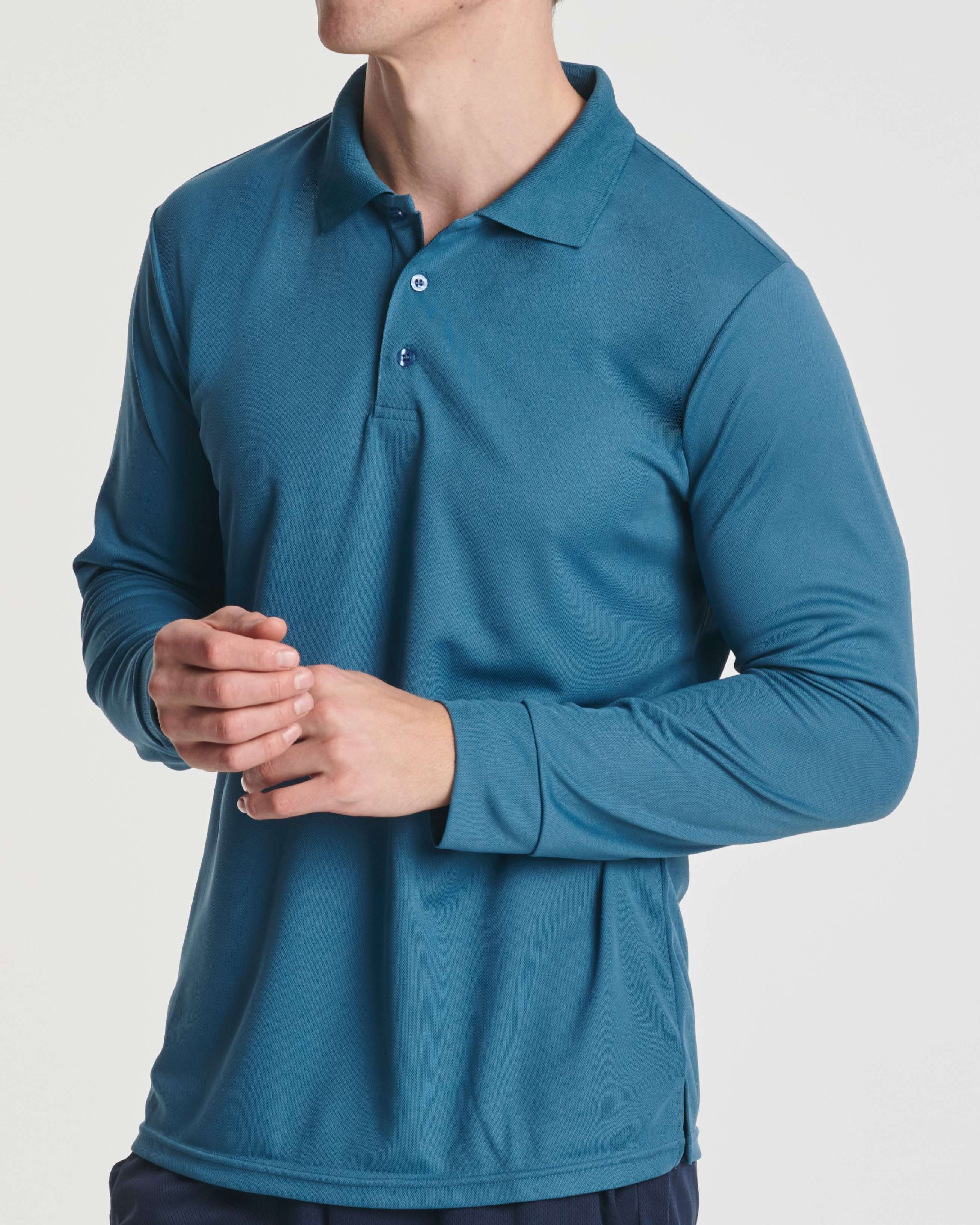 3 Pack: Men's Dry Fit Long-Sleeve Polo Shirt (Available in Big & Tall)