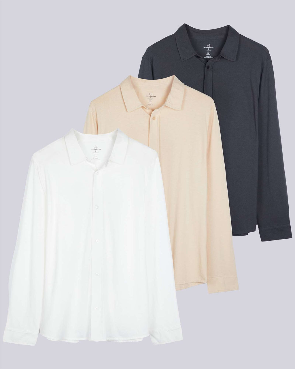 3 Pack: Men's Long Sleeve Button Down Shirt