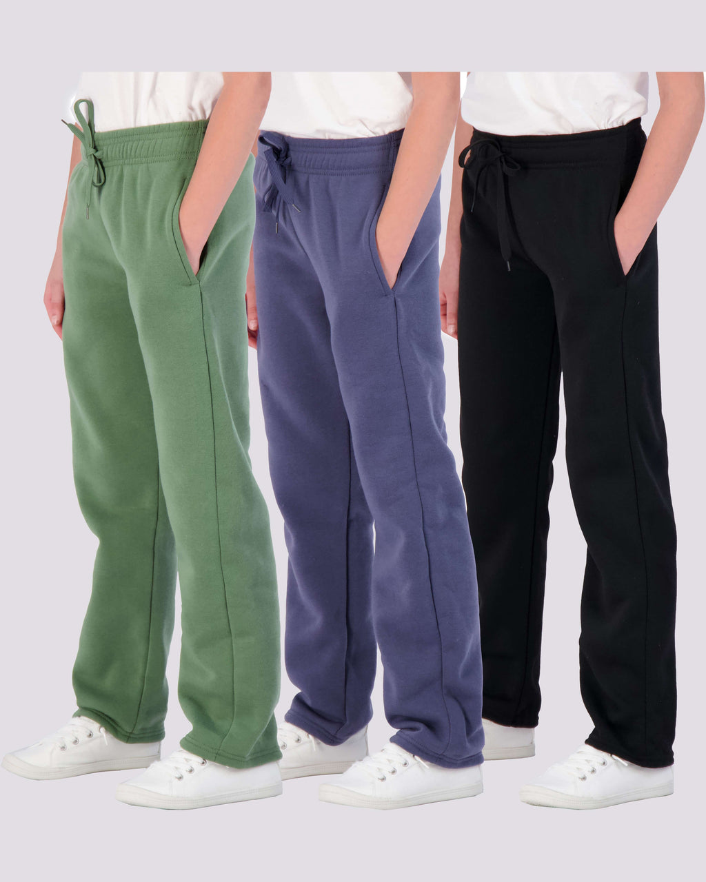 3 Pack: Girls Fleece Open Bottom Sweatpants