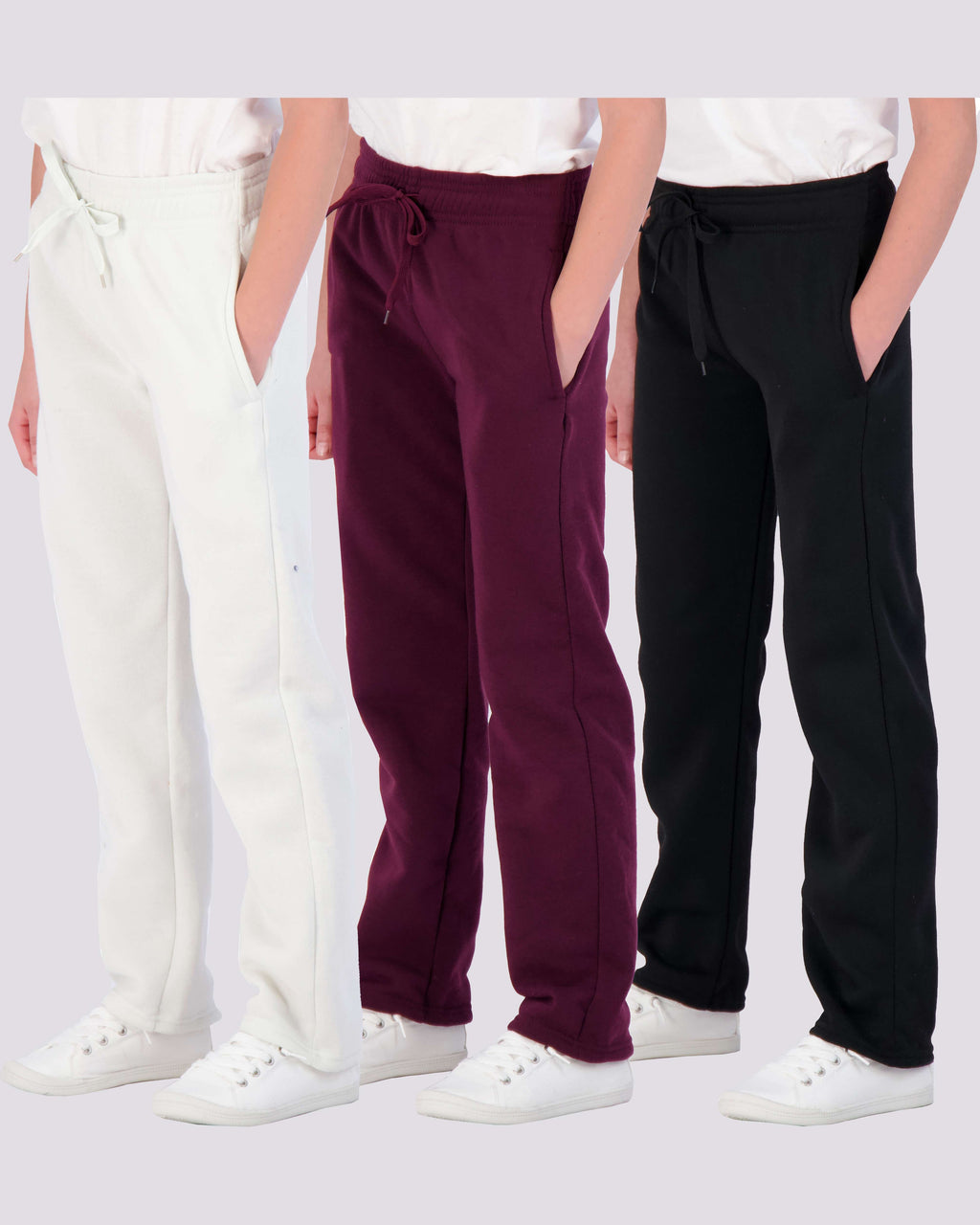 3 Pack: Girls Fleece Open Bottom Sweatpants