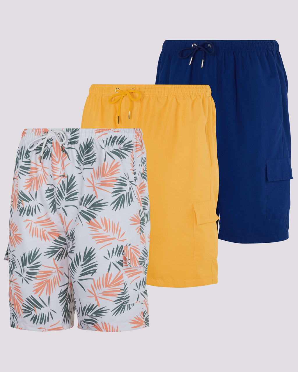 3 Pack: Men's Swim Trunks with Cargo Pockets (Available In Big & Tall)