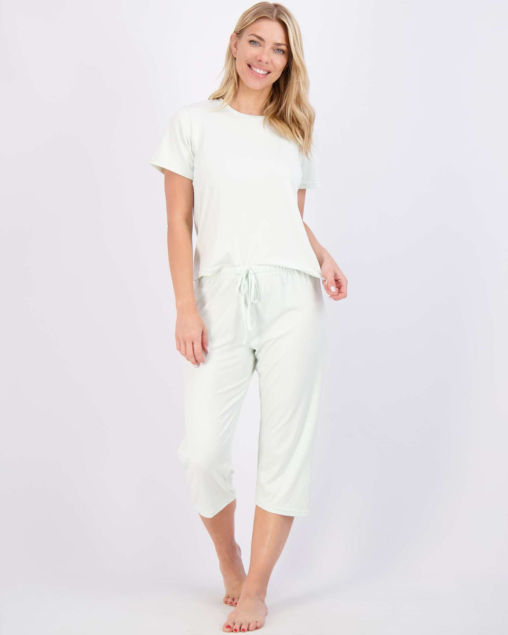 2 Pack: Women's Short-Sleeve PJ Top with Capri Pants