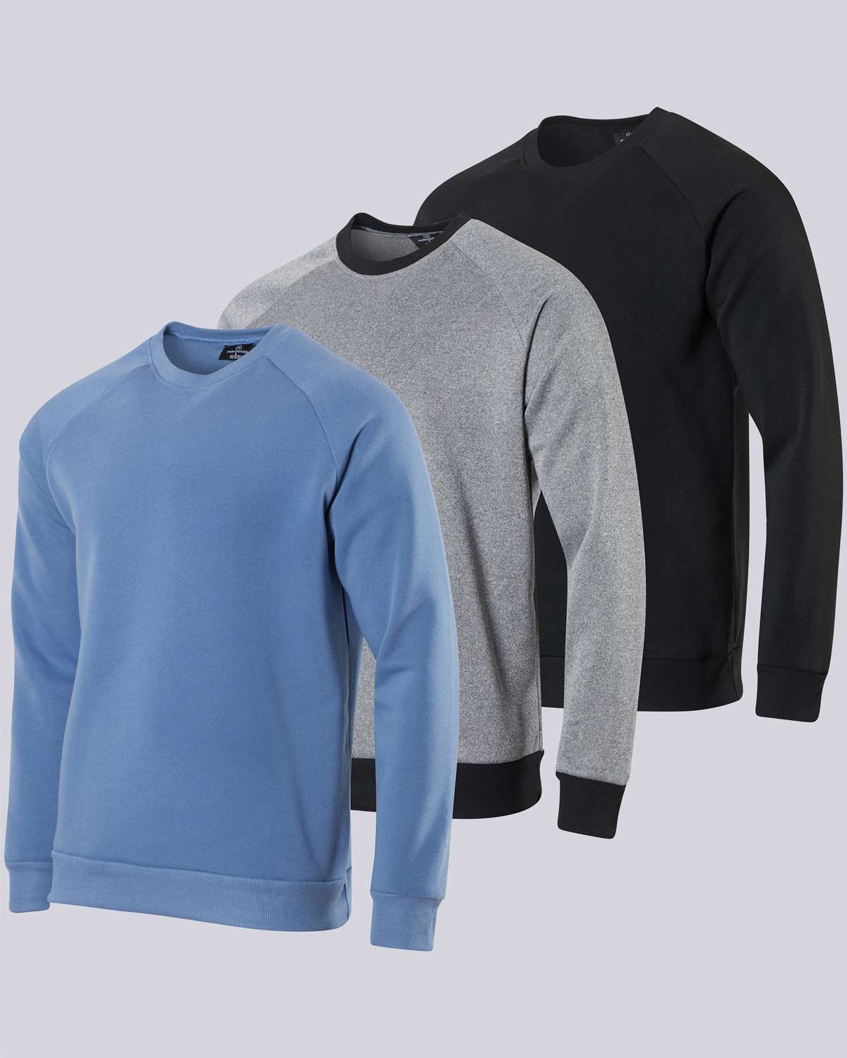 3 Pack: Mens Fleece Crewneck Pullover Sweatshirt