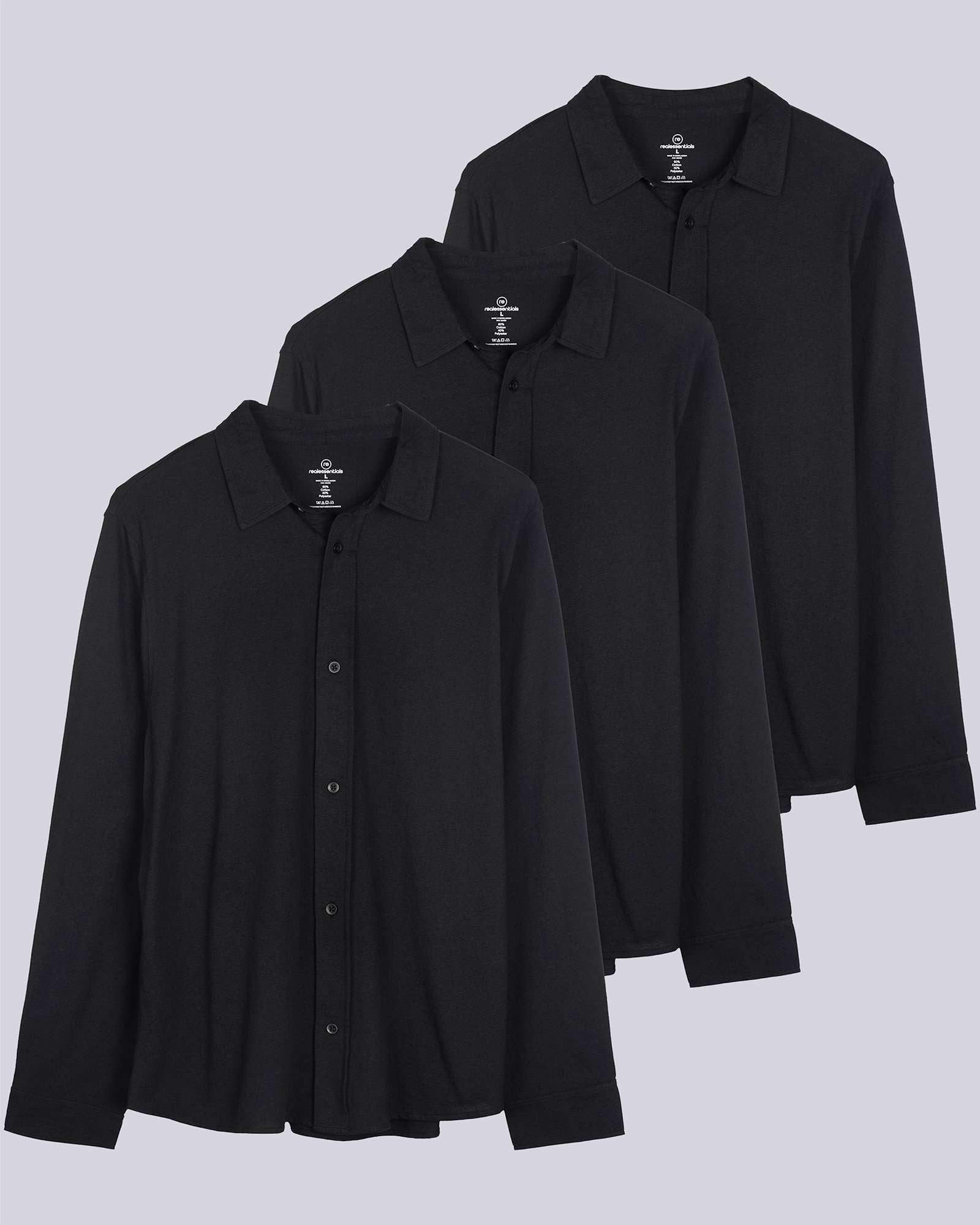 3 Pack: Men's Long Sleeve Button Down Shirt