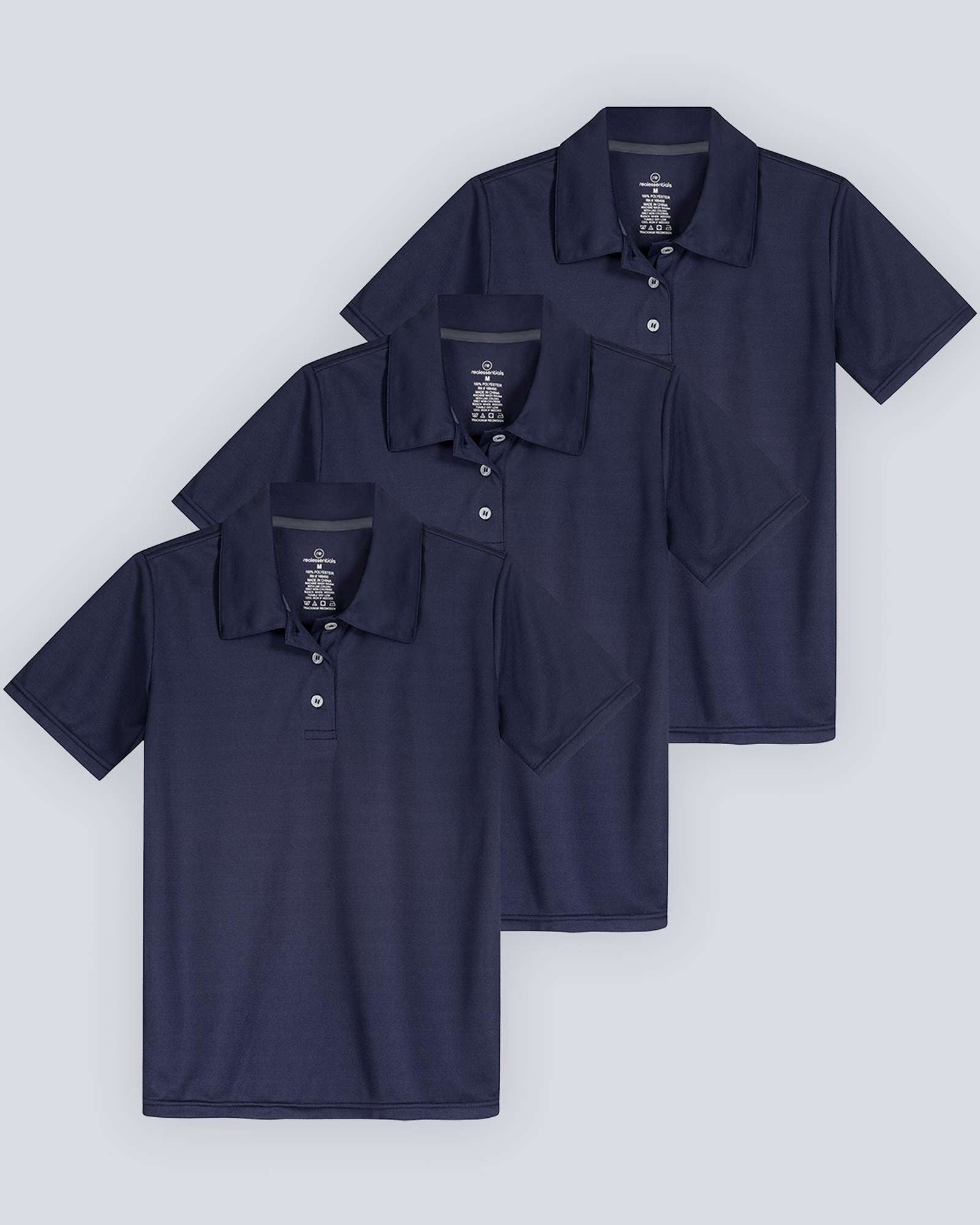 3 Pack: Girls' Short Sleeve Performance Polo