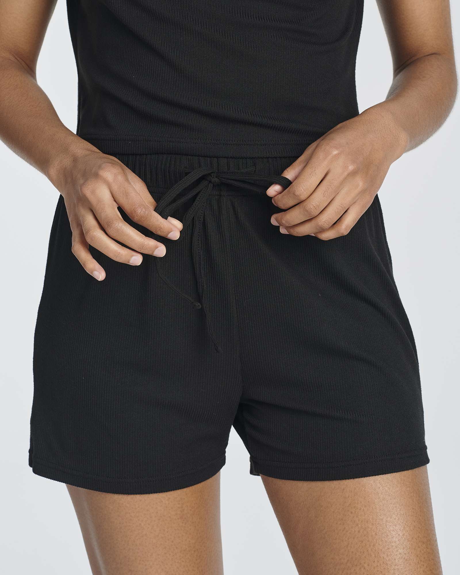 2 Pack: Women's Soft Ribbed Knit Crop Top & Short Set