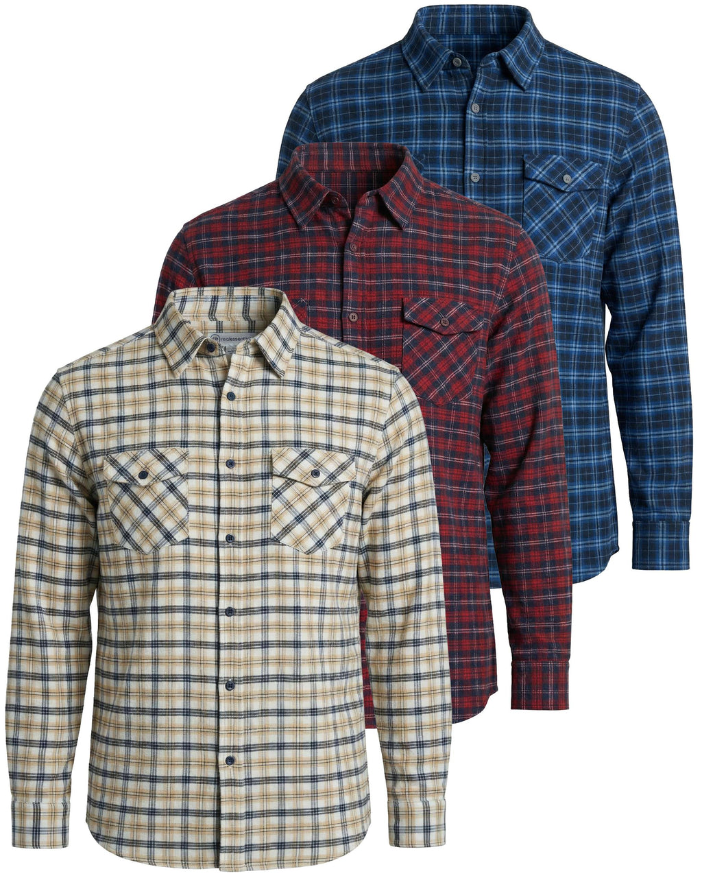 3 Pack: Men's Long-Sleeve Flannel Shirt