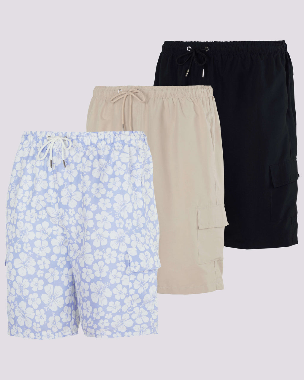 3 Pack: Men's Swim Trunks with Cargo Pockets (Available In Big & Tall)