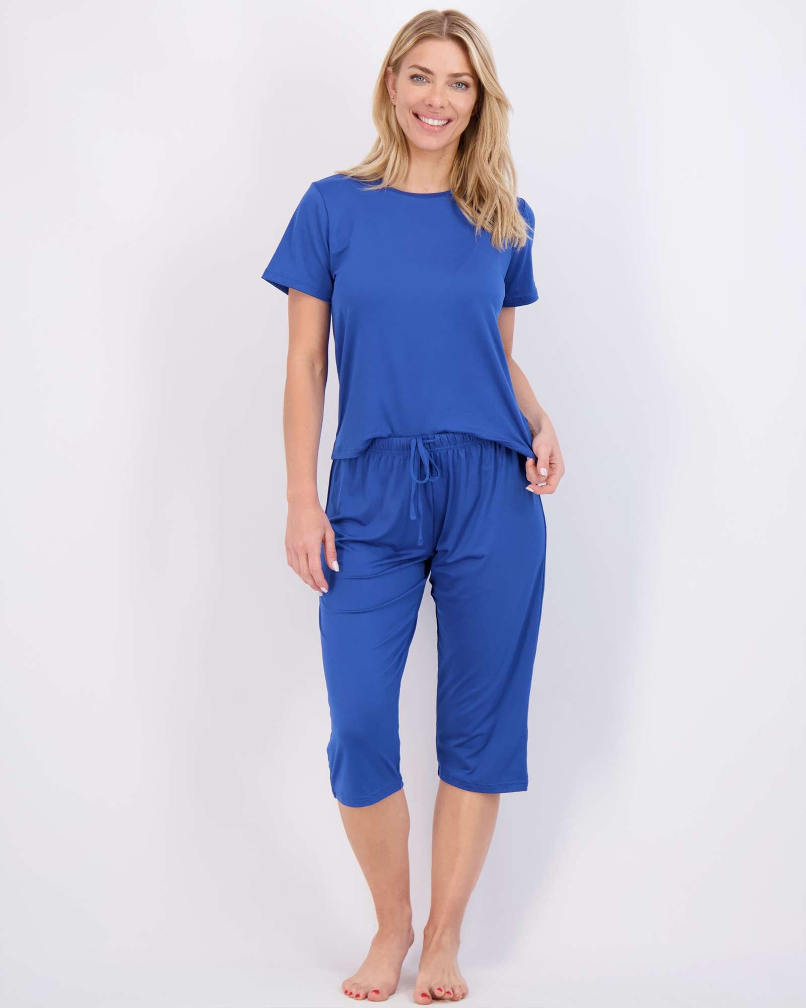 2 Pack: Women's Short-Sleeve PJ Top with Capri Pants