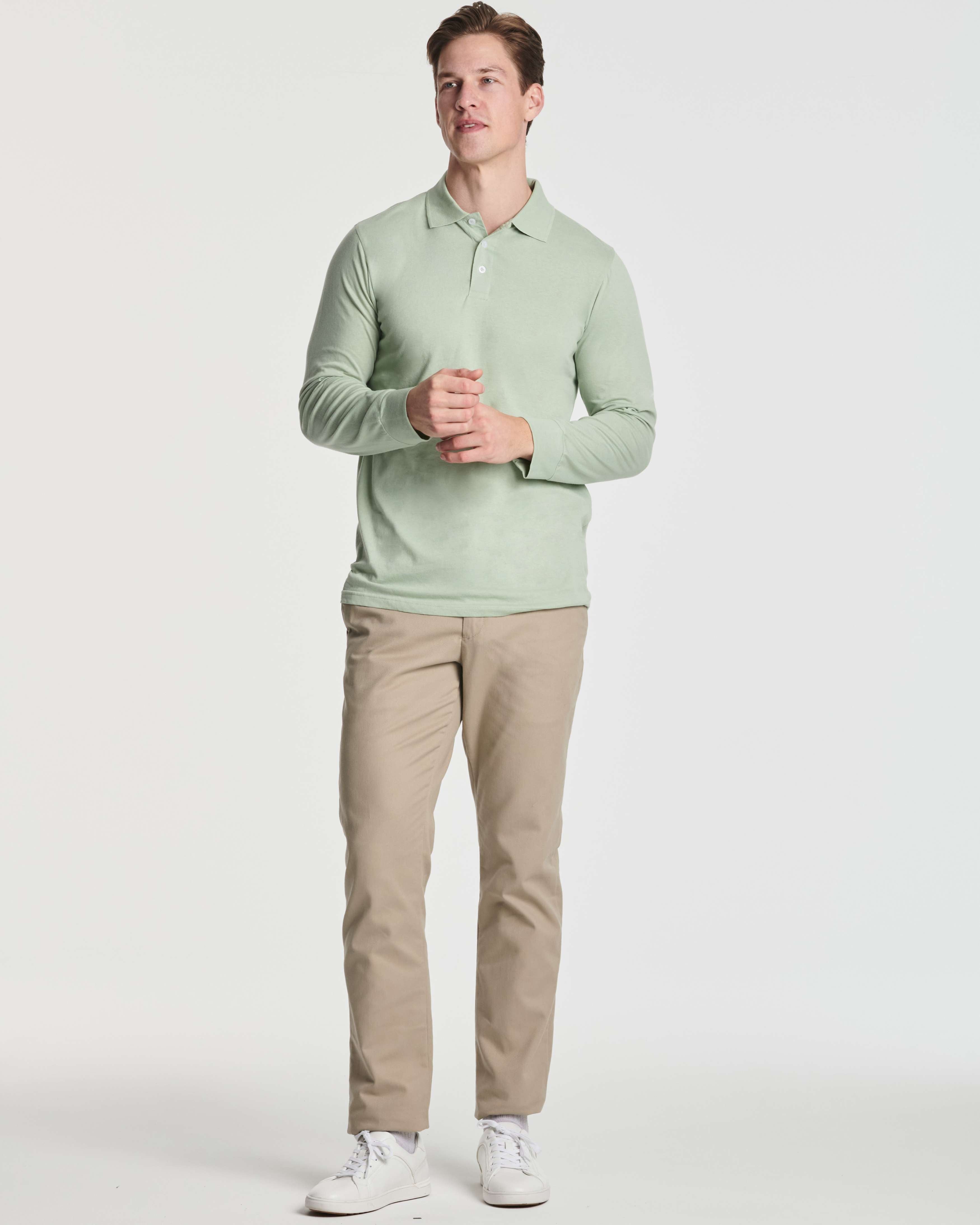 3 Pack: Men's Cotton Jersey Long-Sleeve Polo Shirt (Available in Big & Tall)