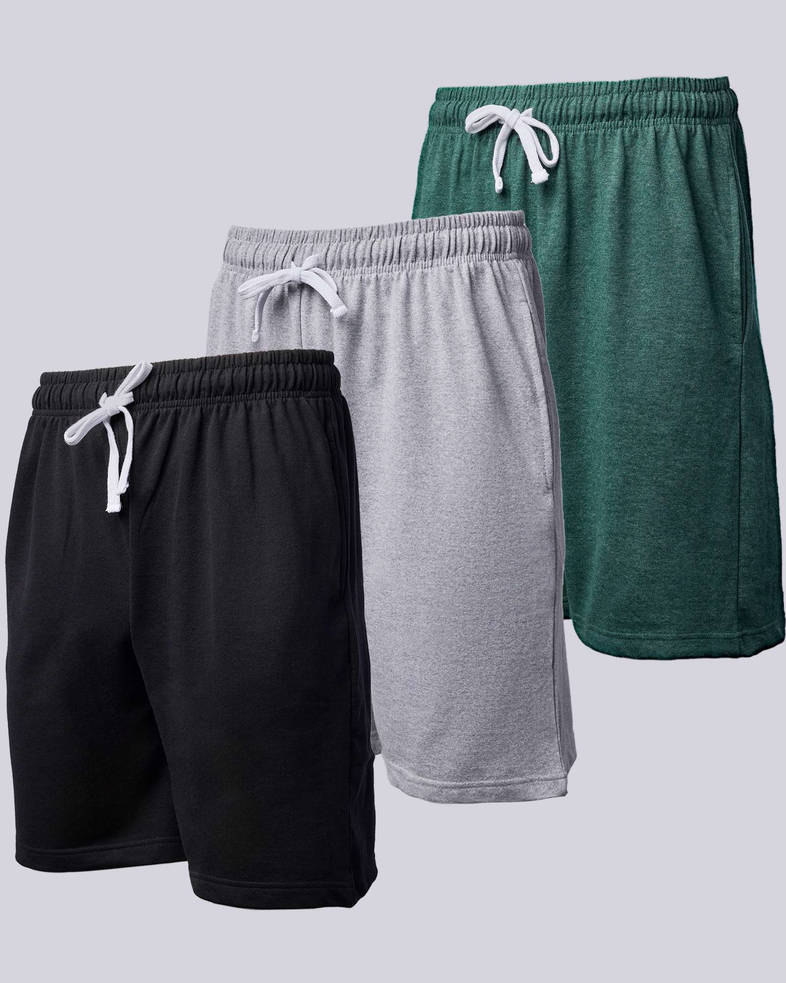 3 Pack: Mens 9" French Terry Casual Shorts